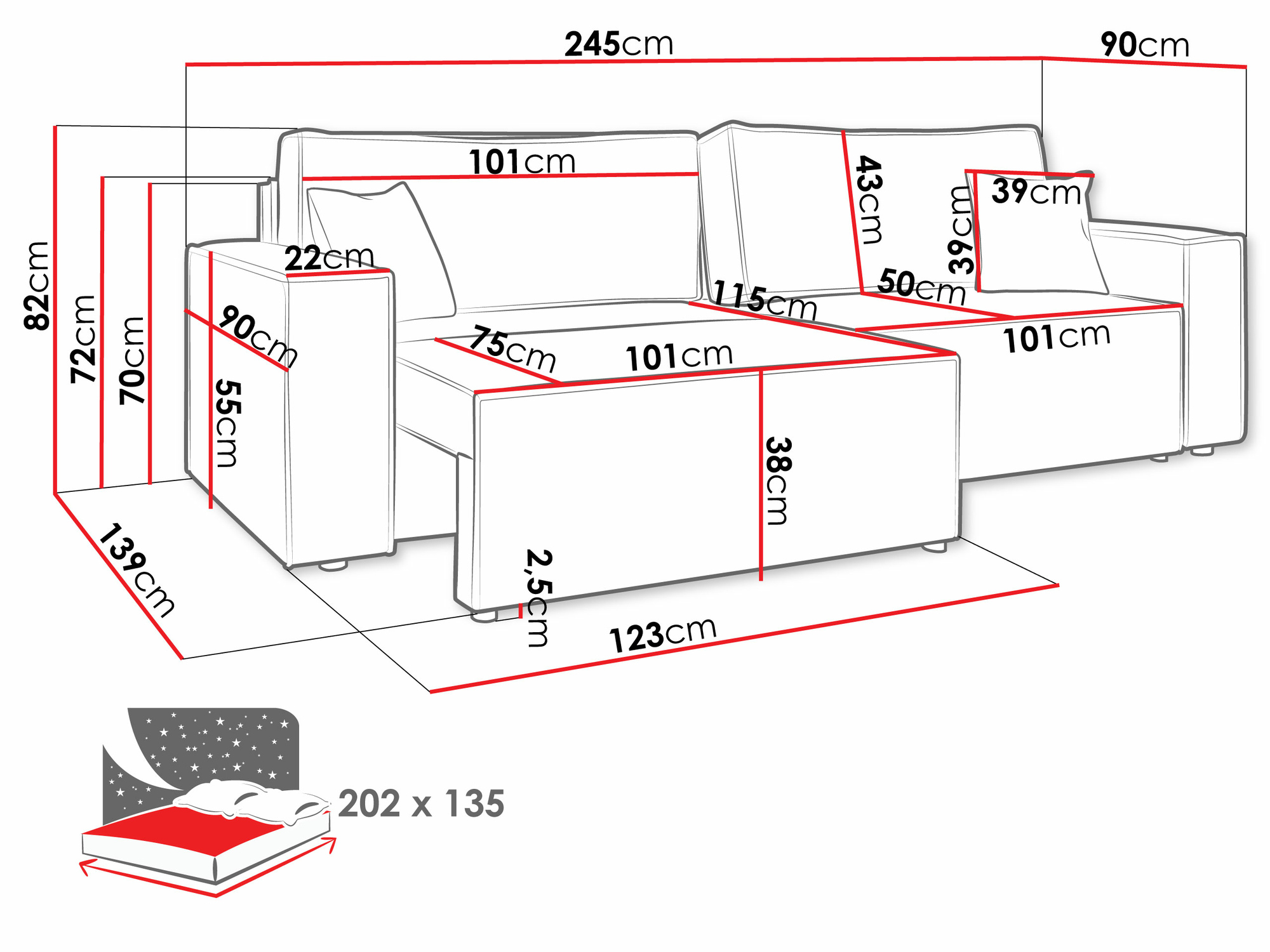 Sofá cama Shelton 106 (Poso 110)