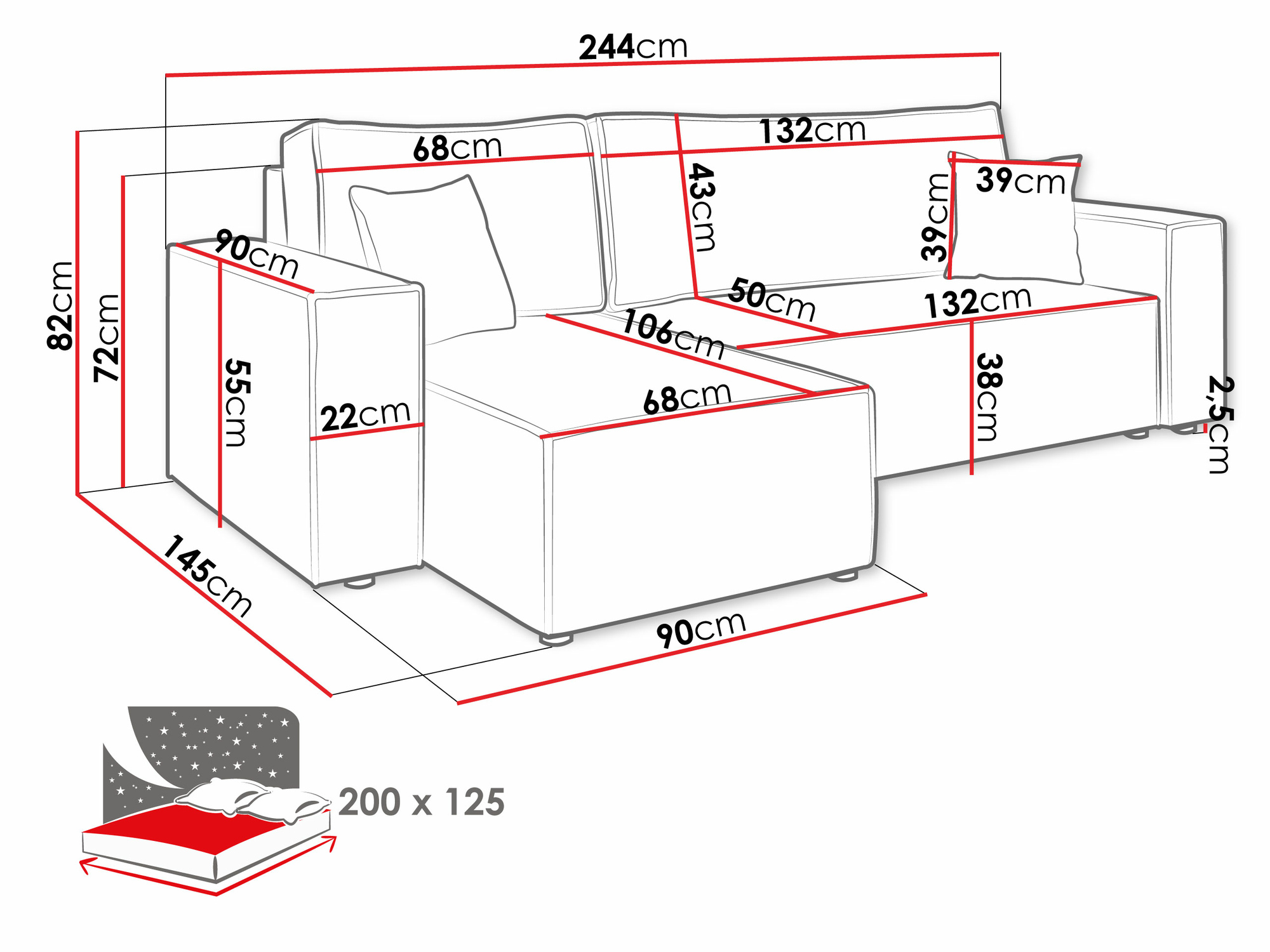 Sofá de canto Shelton 100 (Poso 22)