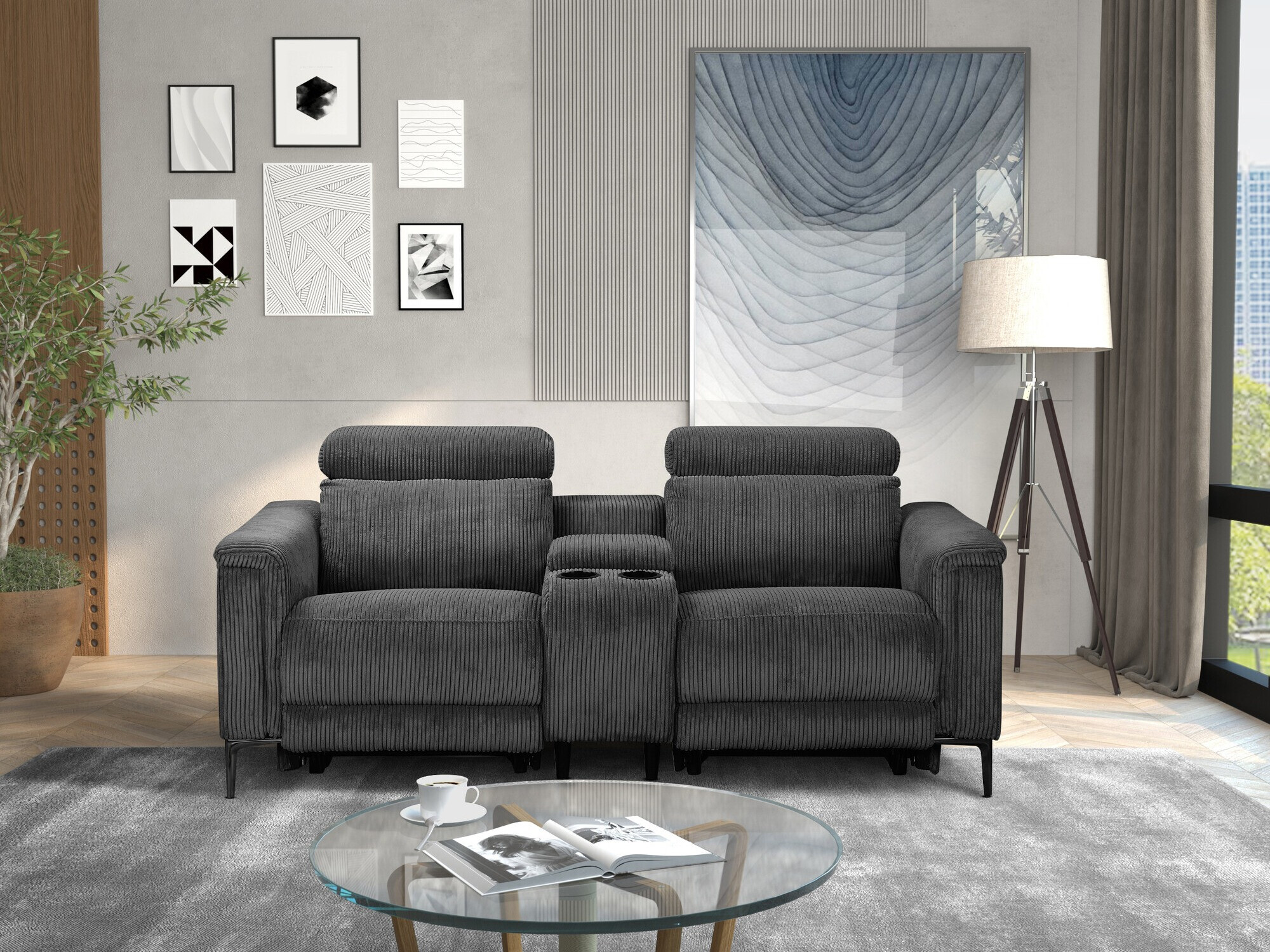 Sofá reclinável Denton 1468 (Antracite)