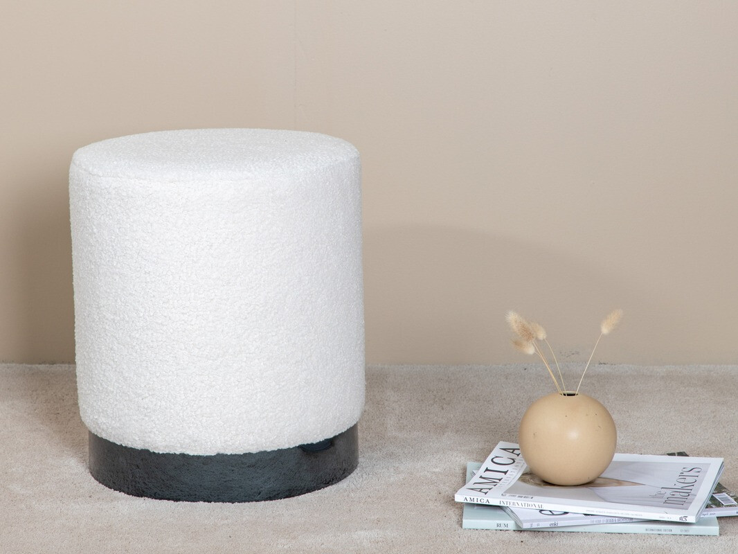 Pufe Dallas 2936 (Branco + Preto brilhante)