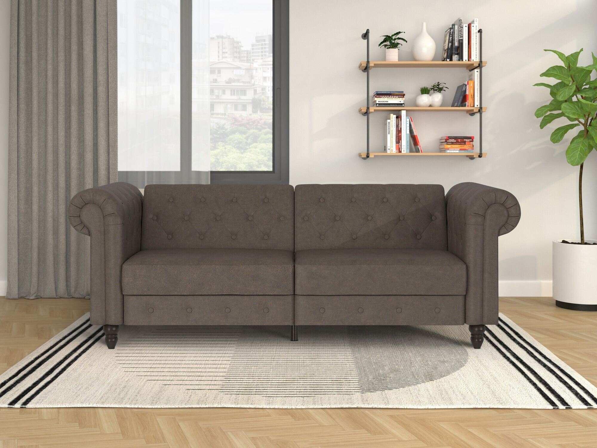 Chesterfield sofá Tulsa 217 (Castanho escuro)