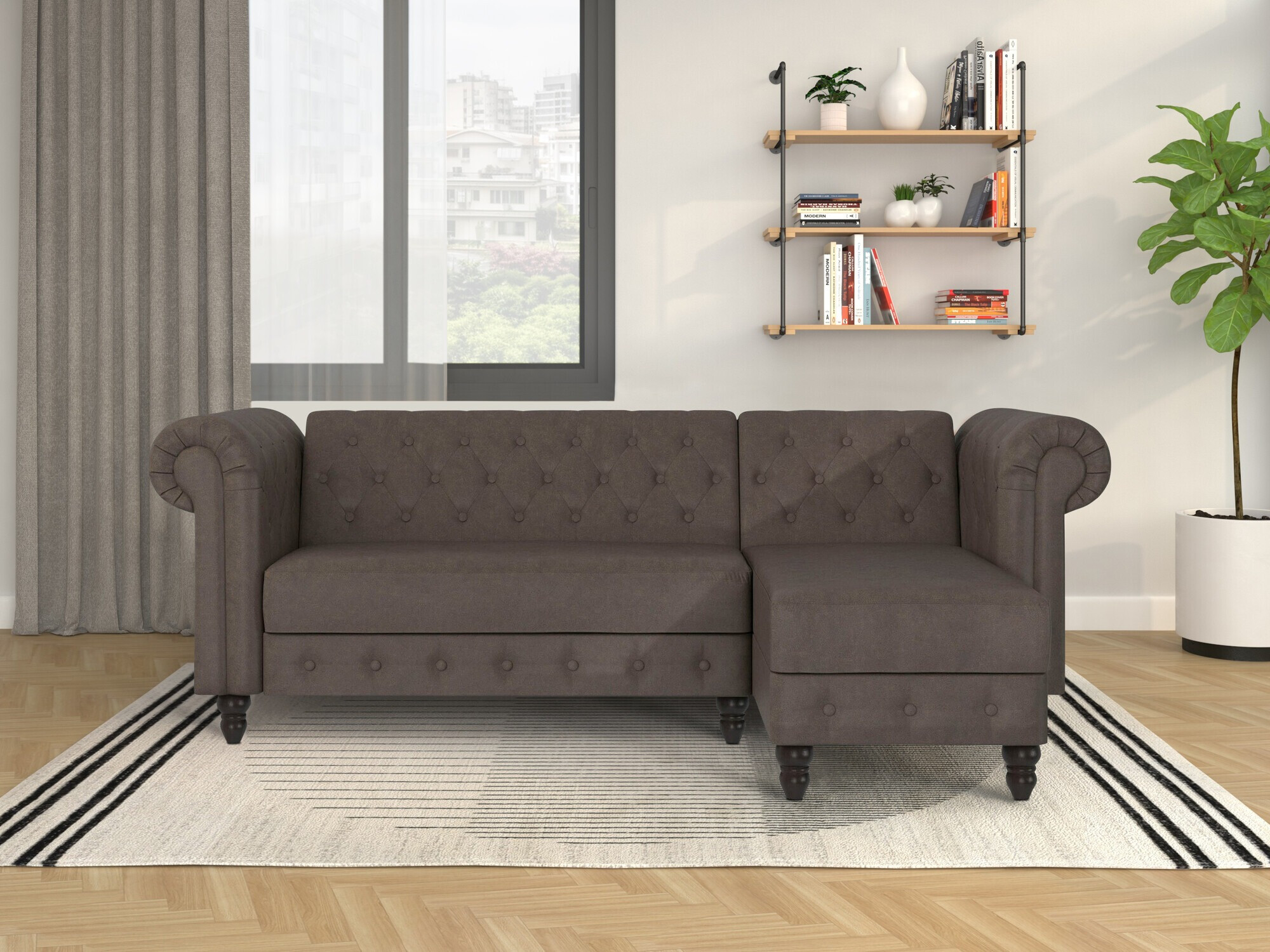 Chesterfield sofá de canto Tulsa 622 (Castanho)