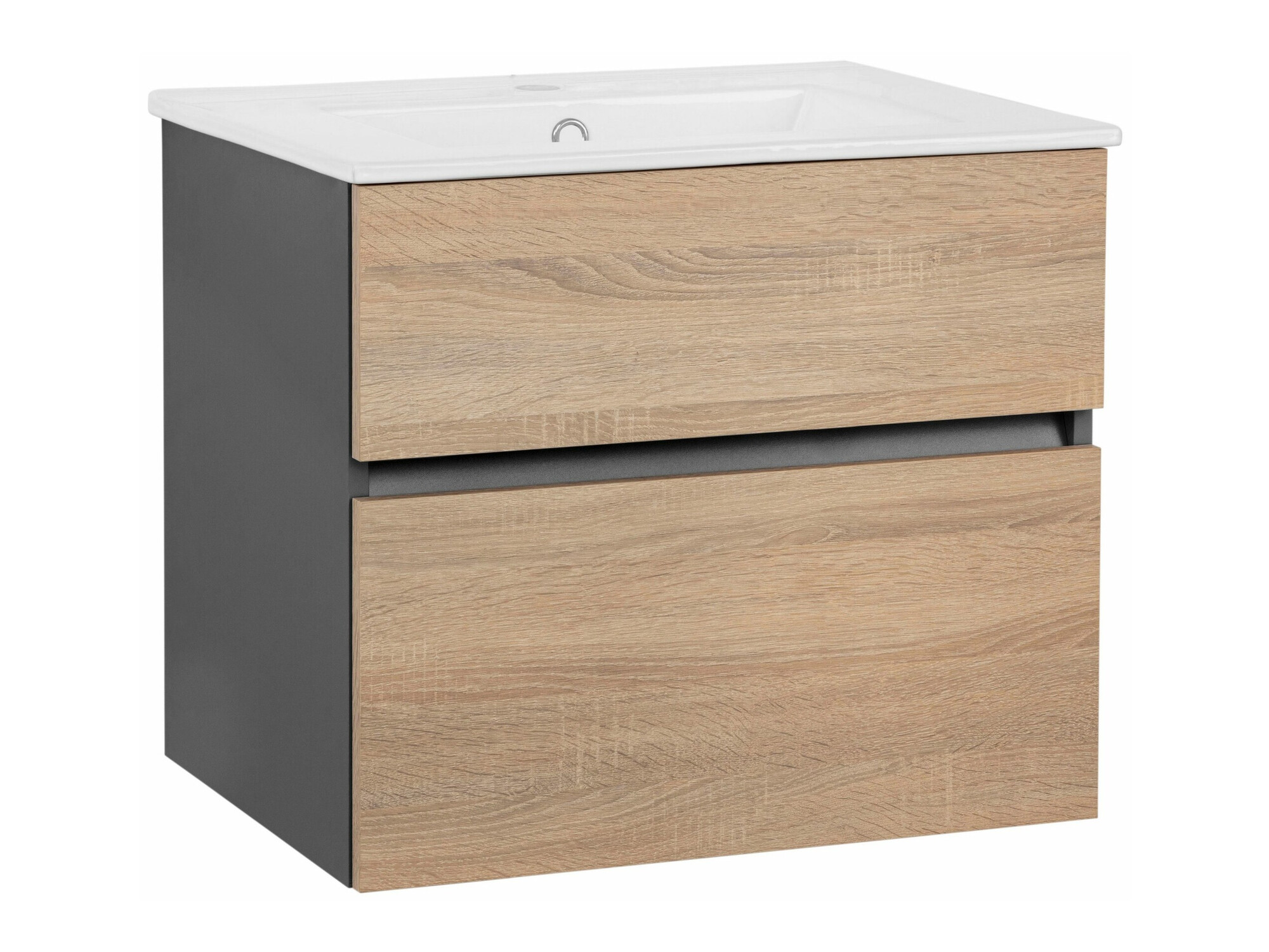 Armário suspenso para casa de banho para lavatório Denton 1478 (Antracite + Carvalho)