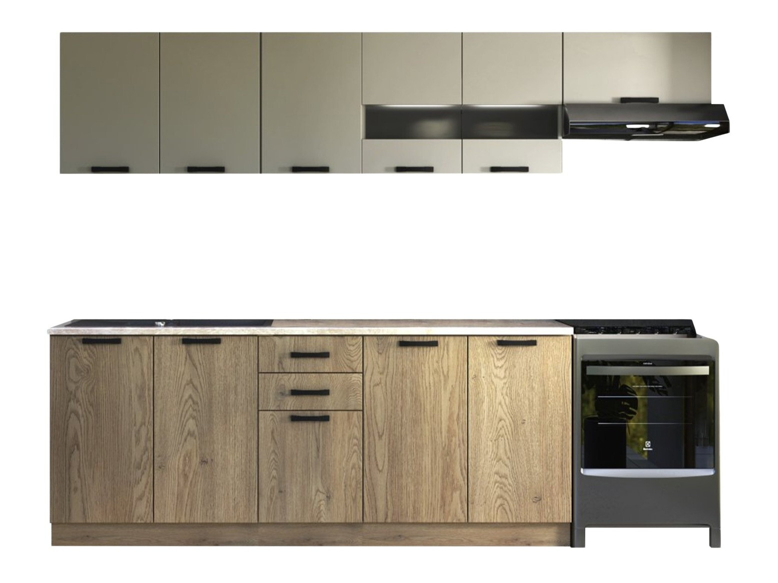 Conjunto de cozinha Houston 1182 (Caxemira + Carvalho)