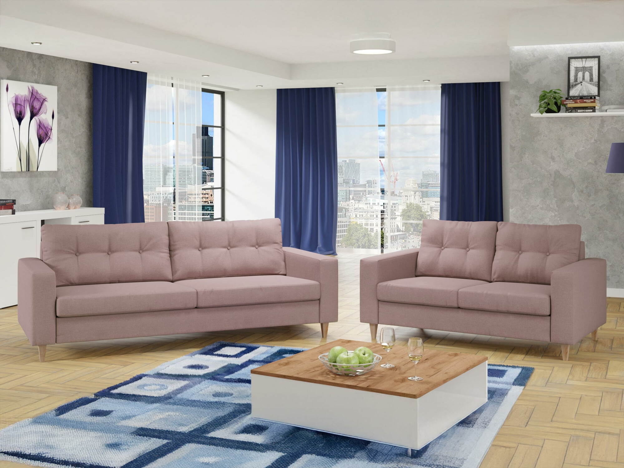 Conjunto de mobiliário com estofo Temple 112