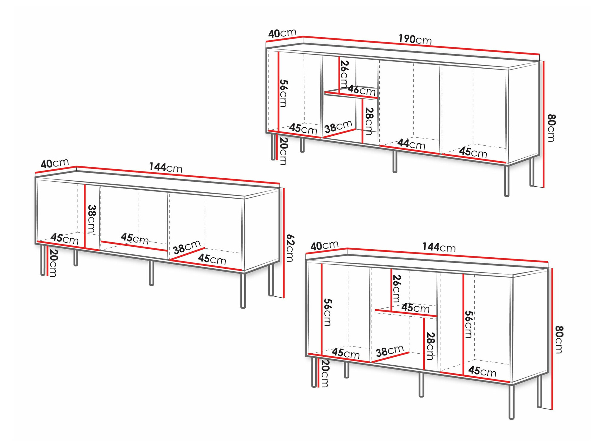Conjunto para sala de estar Monevare 105 (Preto + Carvalho wotan)