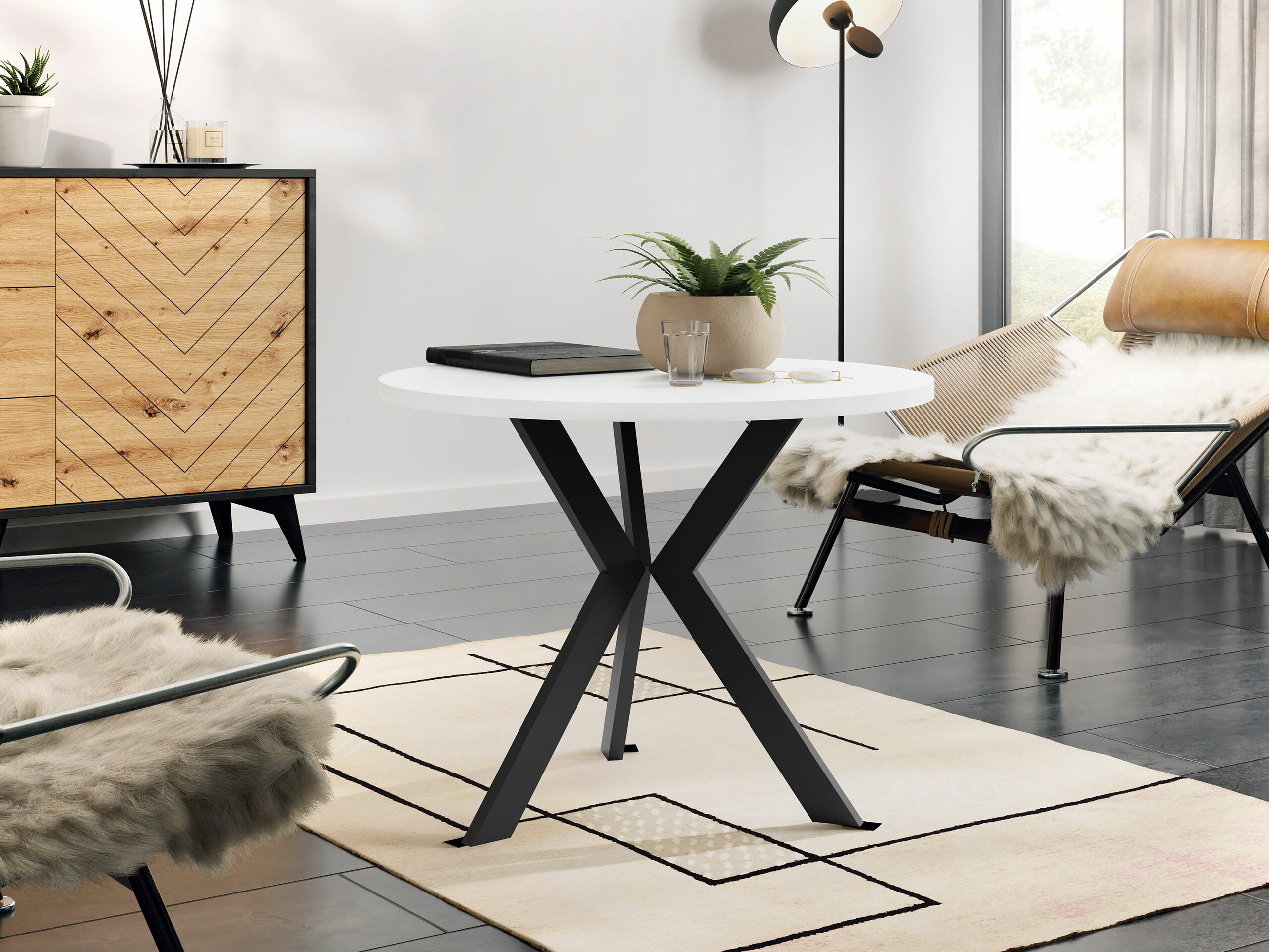 Mesa de centro Dearborn 106 (Branco + Preto)