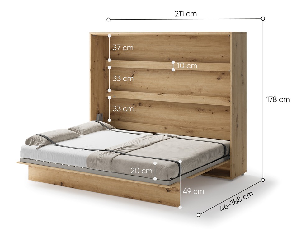 Cama rebatível Concept Lenart V (Carvalho Artisan)