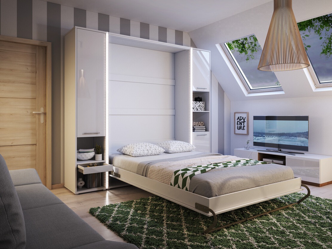 Cama rebatível Concept Pro Lenart III (Branco + Branco brilhante)