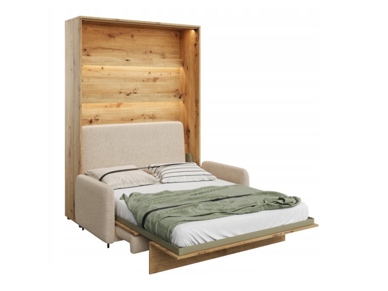 Cama rebatível Concept Pro Lenart VII (Carvalho Artisan + Bege)