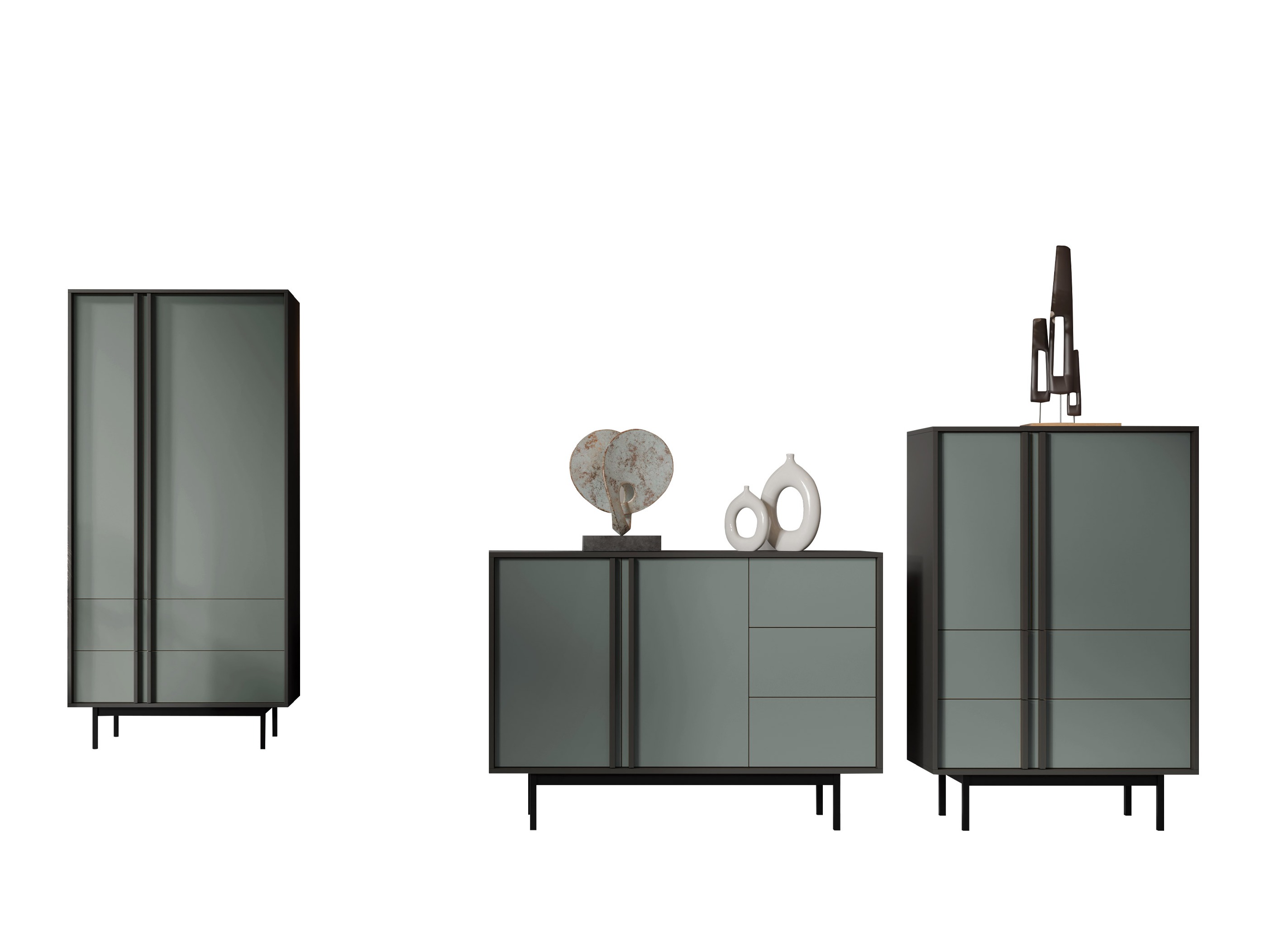 Conjunto para sala de estar Levali 116 (Verde acinzentado)