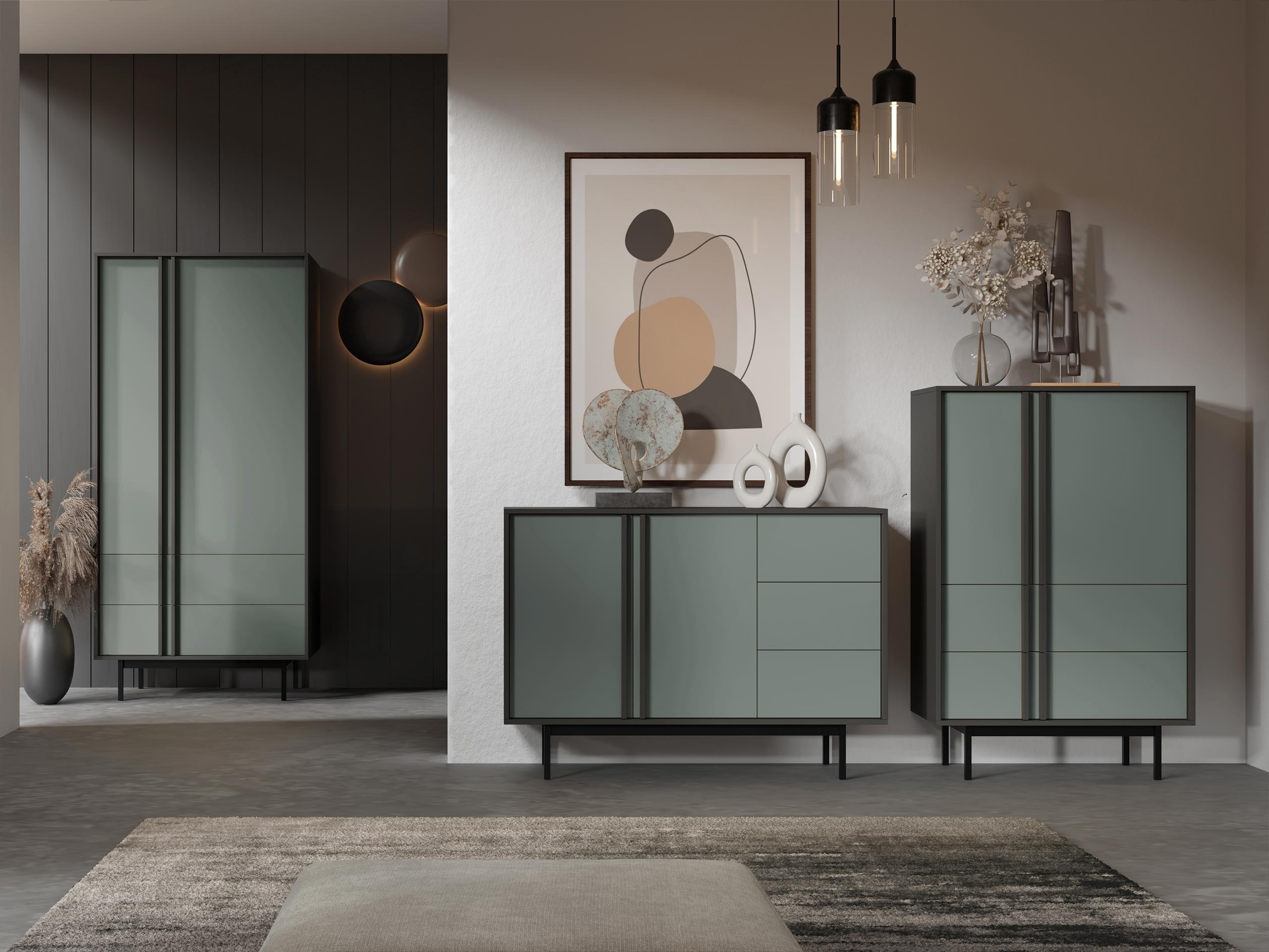 Conjunto para sala de estar Levali 116 (Verde empoeirado)