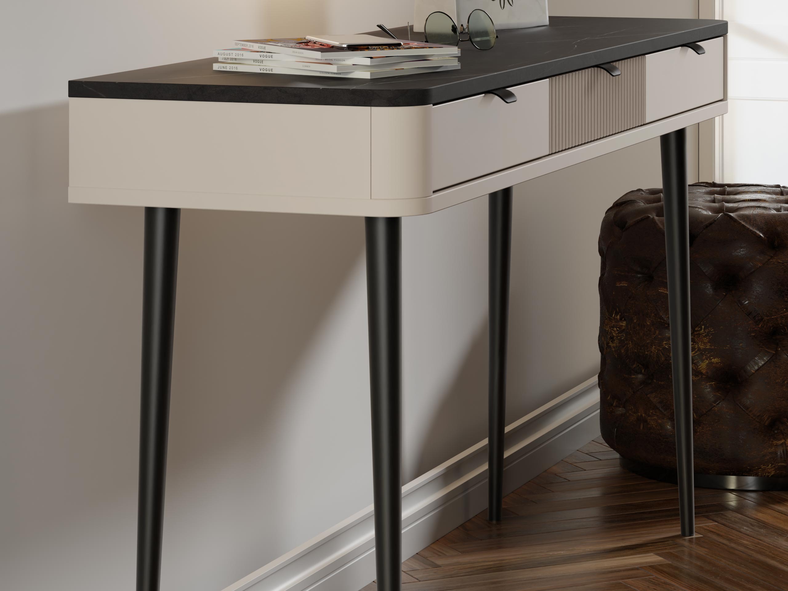 Mesa de escritório Lufela 114 (Caxemira + Cinzento mármore)