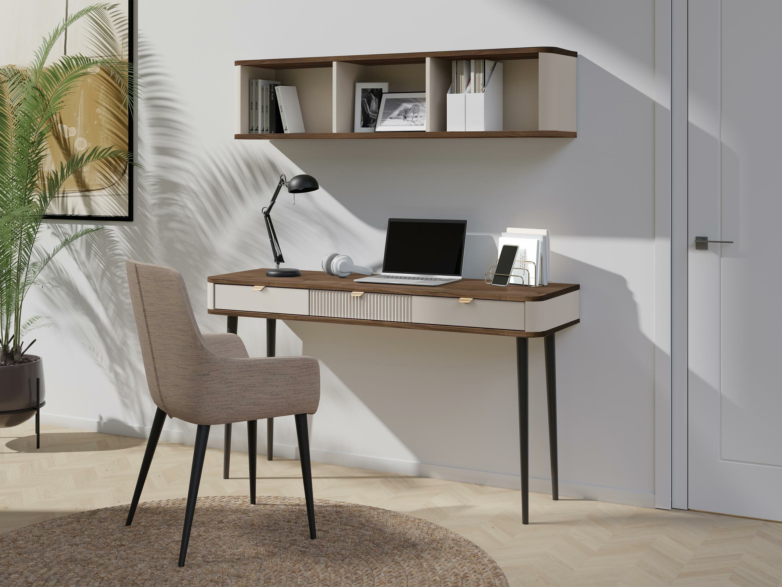 Mesa de escritório Lufela 114 (Caxemira + Cinzento mármore)