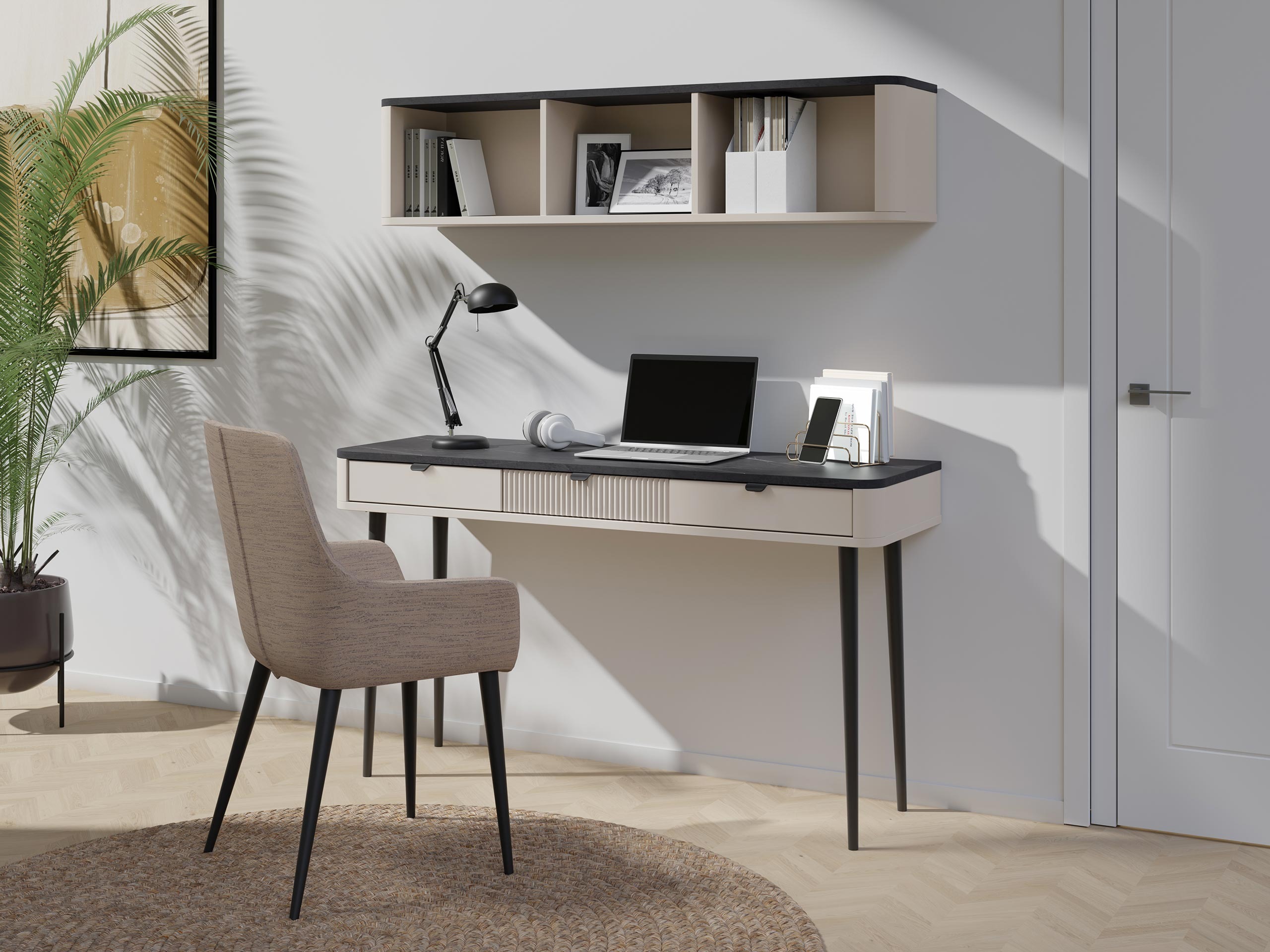 Conjunto para escritório em casa Lufela 123 (Caxemira + Cinzento mármore)