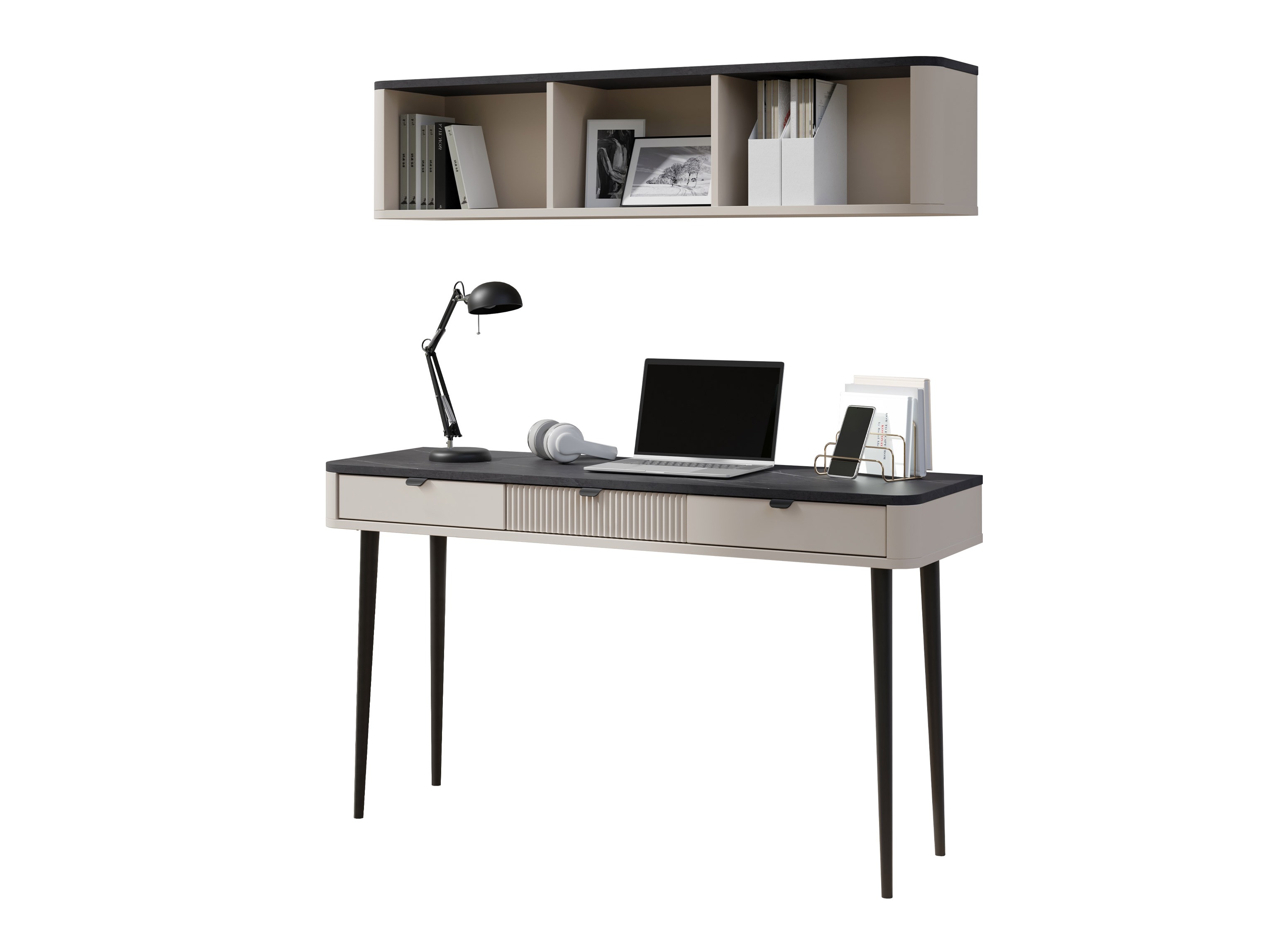 Conjunto para escritório em casa Lufela 123 (Caxemira + Cinzento mármore)