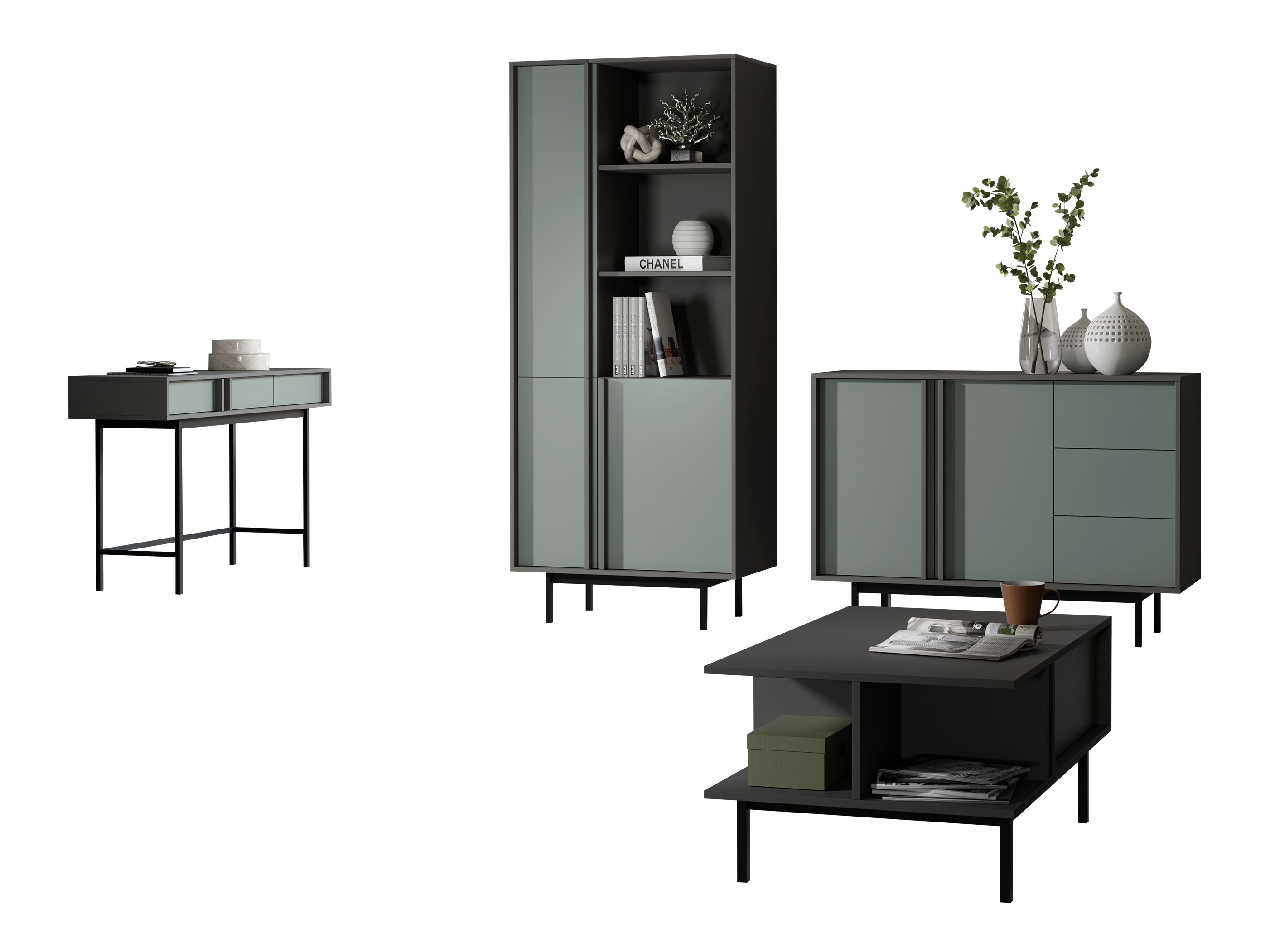 Conjunto para sala de estar Levali 117 (Verde acinzentado)