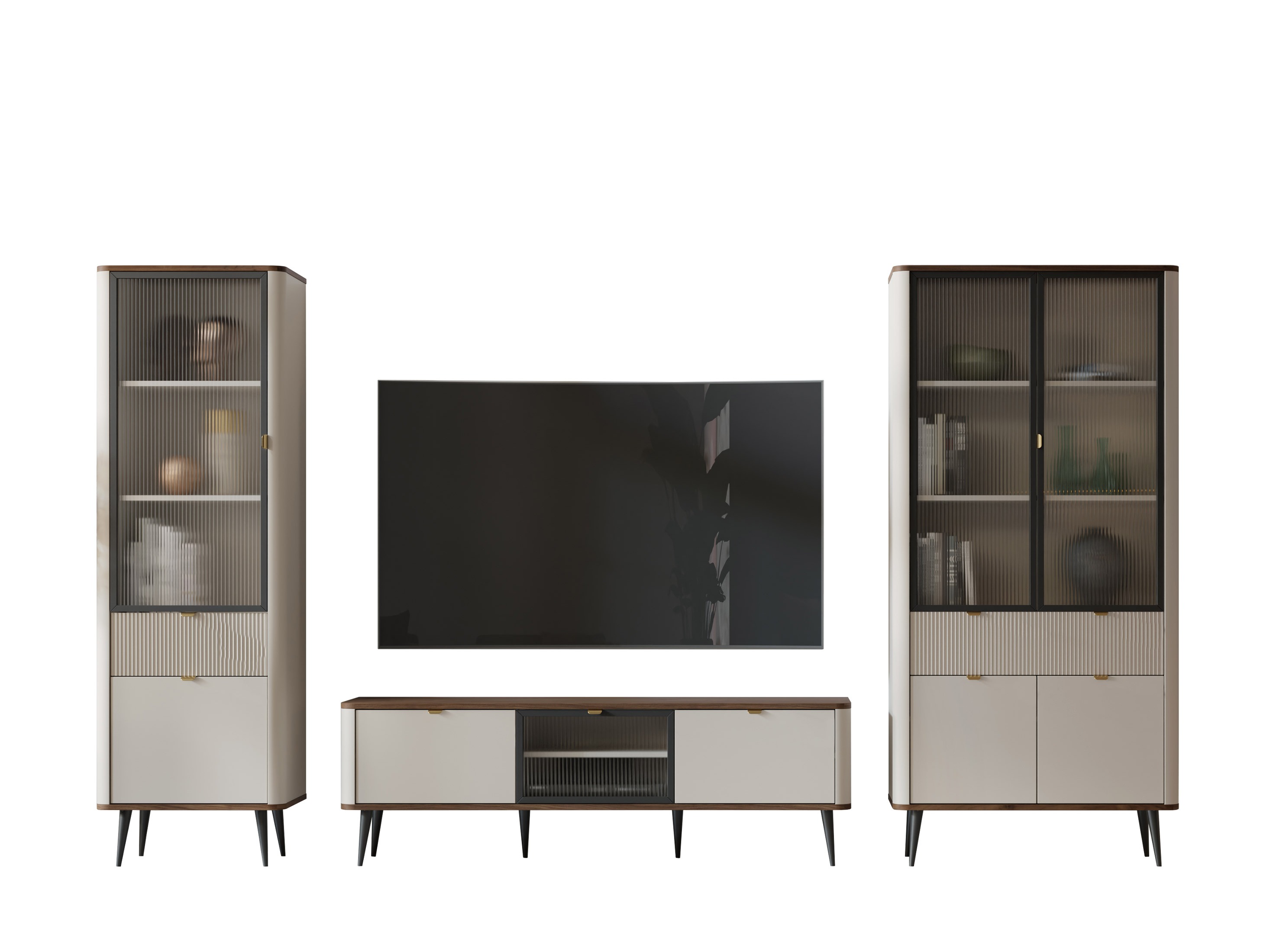 Conjunto para sala de estar Lufela 121 (Caxemira + Nogueira)