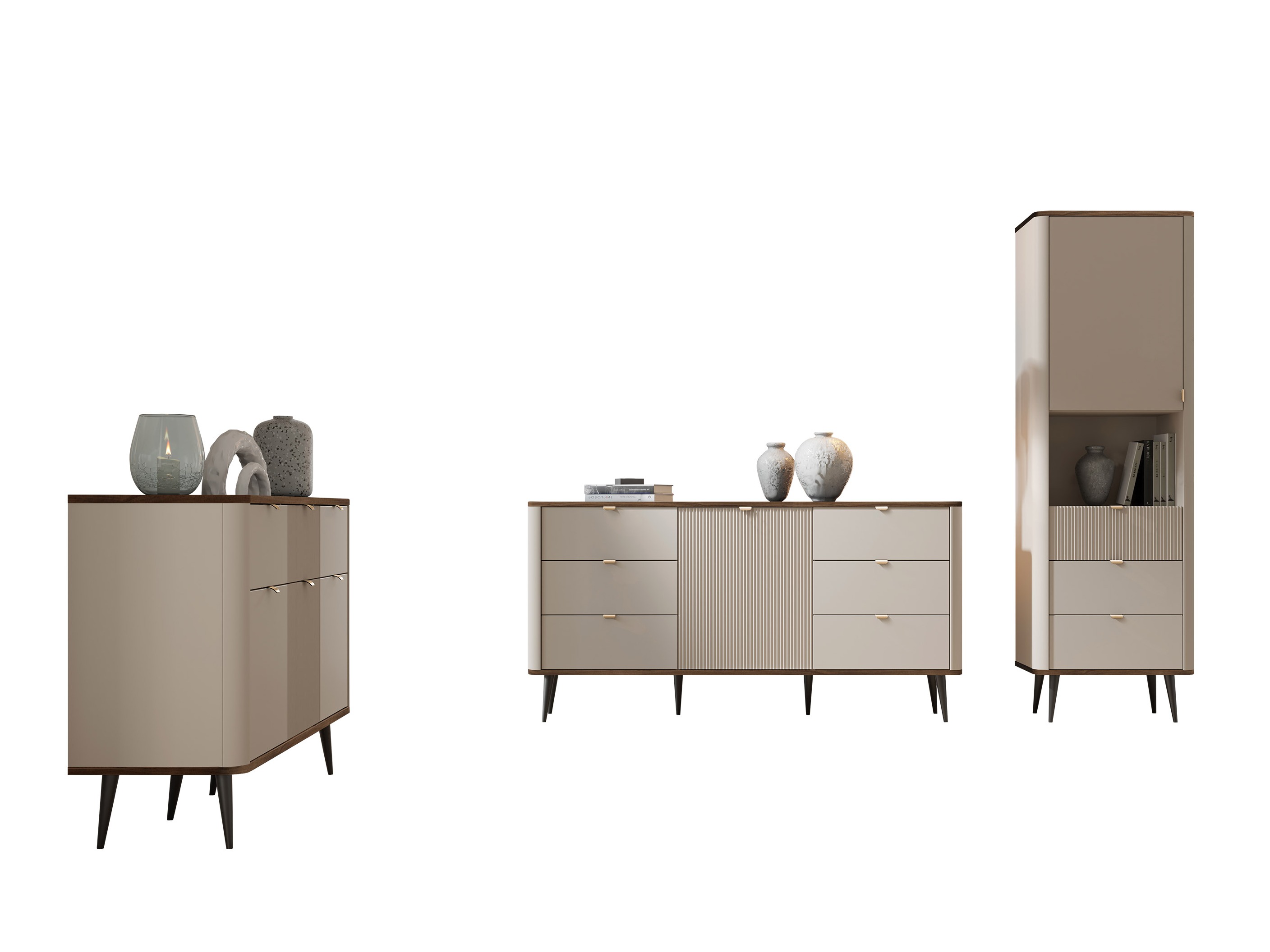 Conjunto para sala de estar Lufela 122 (Caxemira + Nogueira)