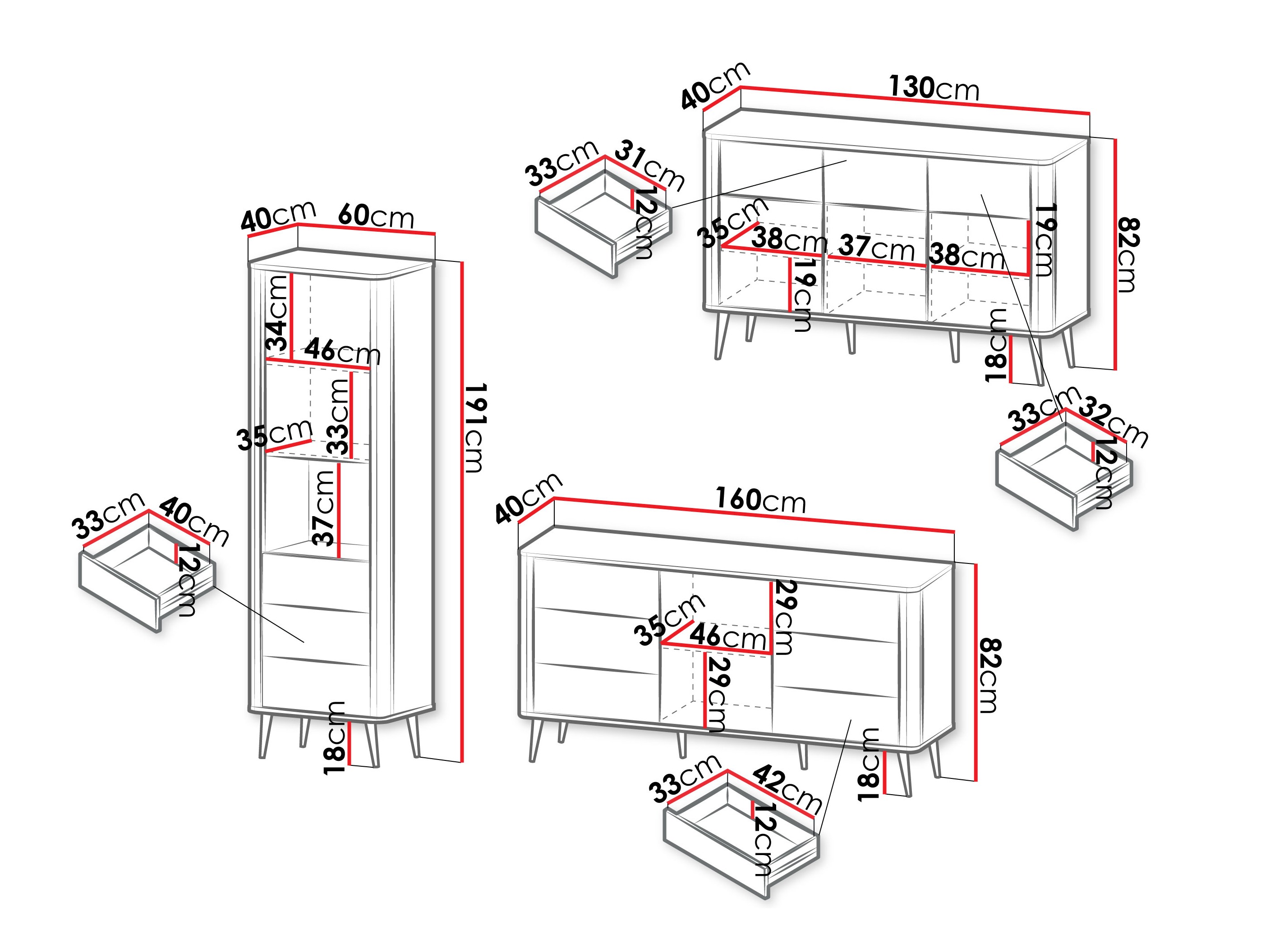 Conjunto para sala de estar Lufela 122 (Caxemira + Nogueira)