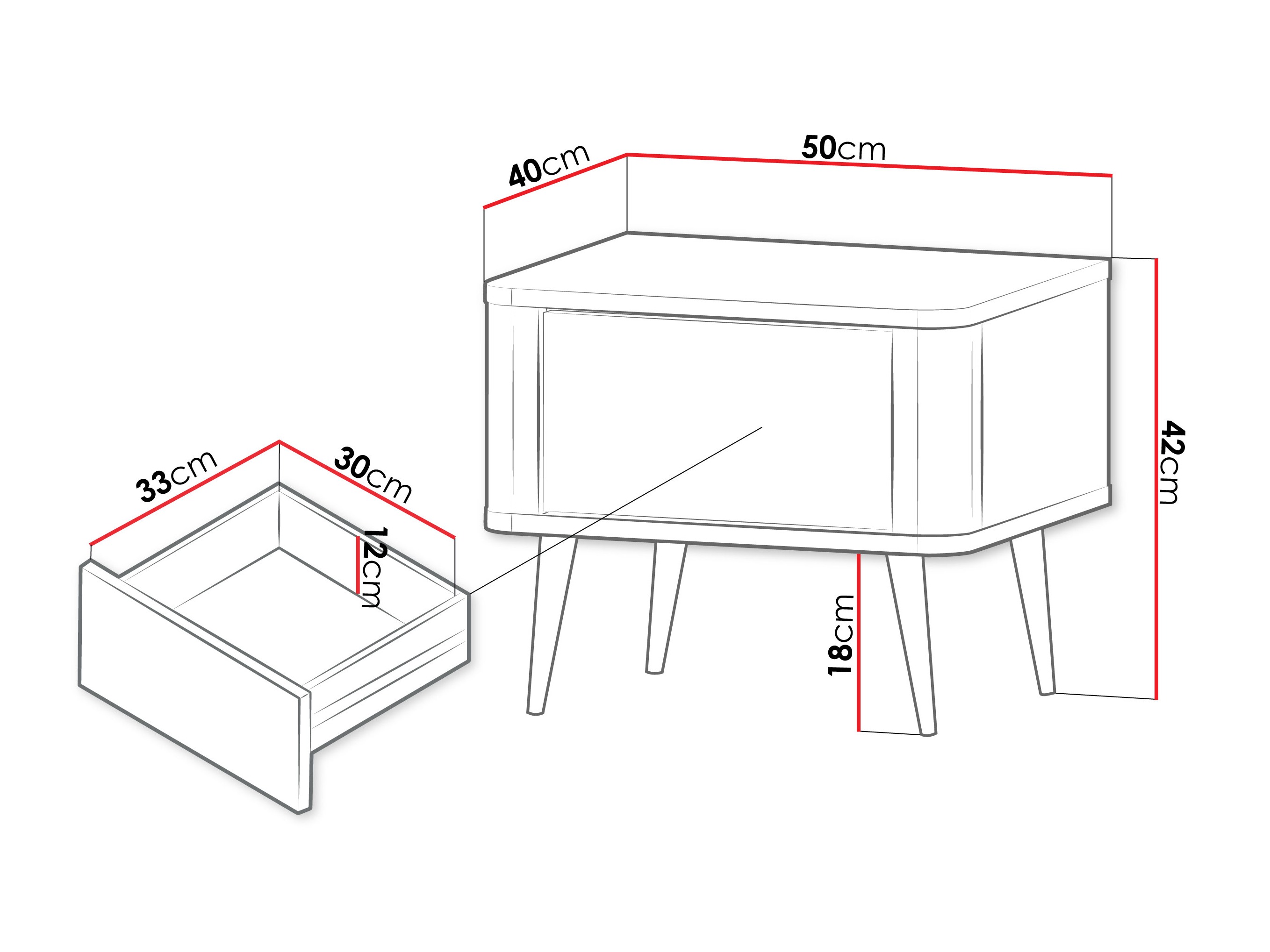 Mesa de cabeceira Lufela 116 (Caxemira + Nogueira)