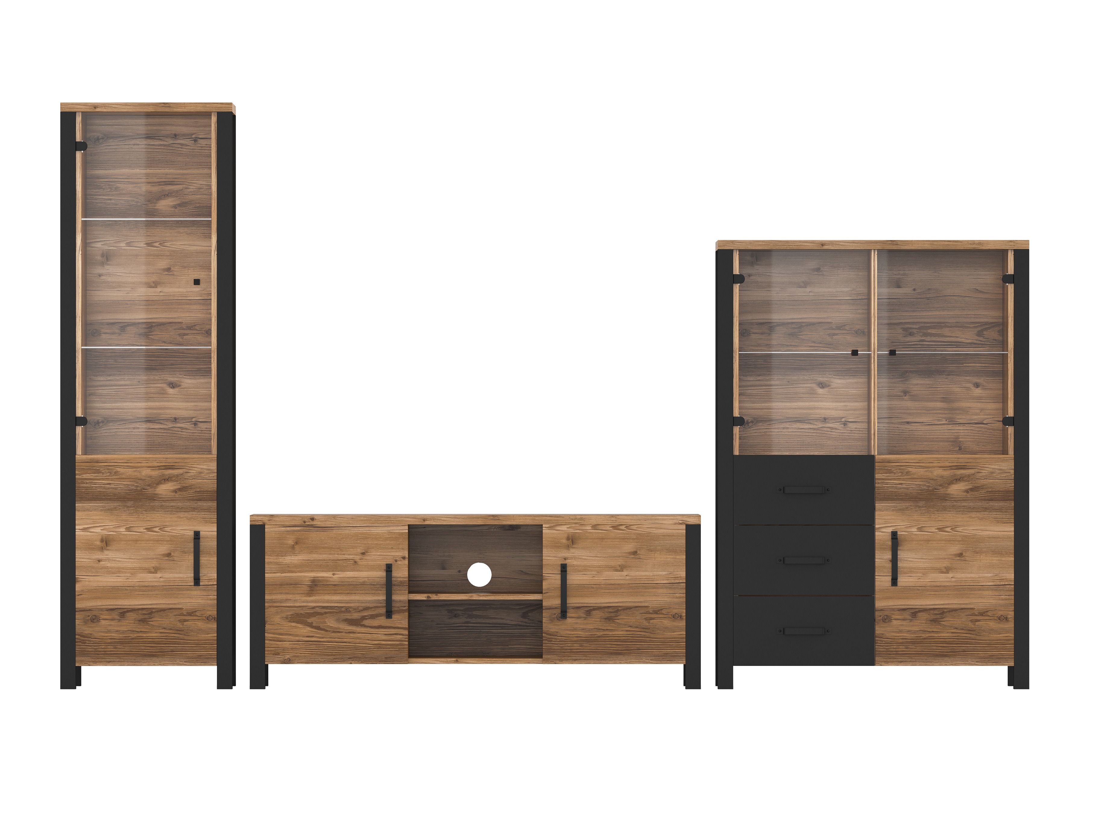 Conjunto para sala de estar Tornua 113 (Abeto escuro + Preto matte)