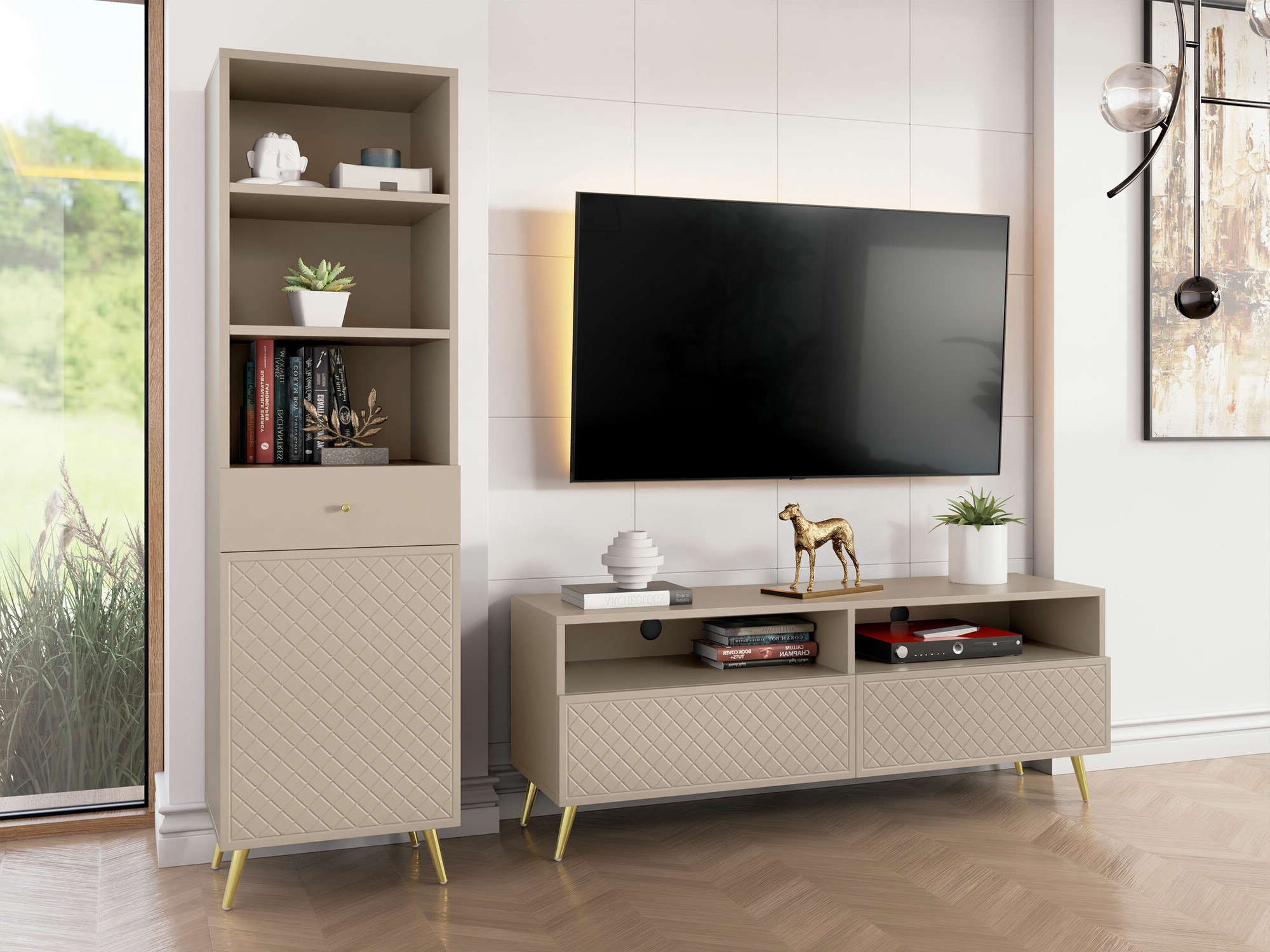 Conjunto para sala de estar Comfivo Nuromo 110 (Bege)