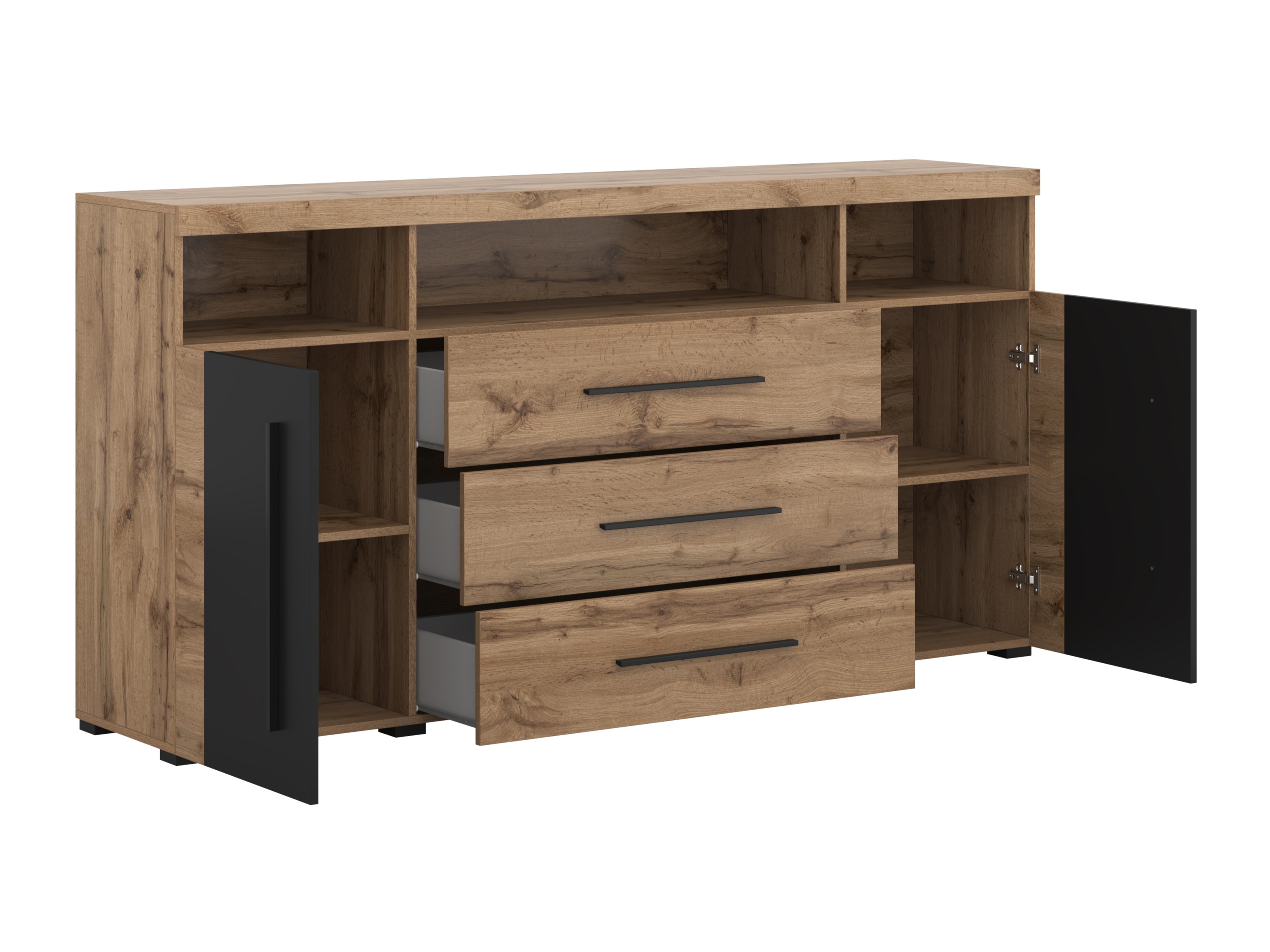 Cómoda Sorciro 100 (Preto + Carvalho wotan)