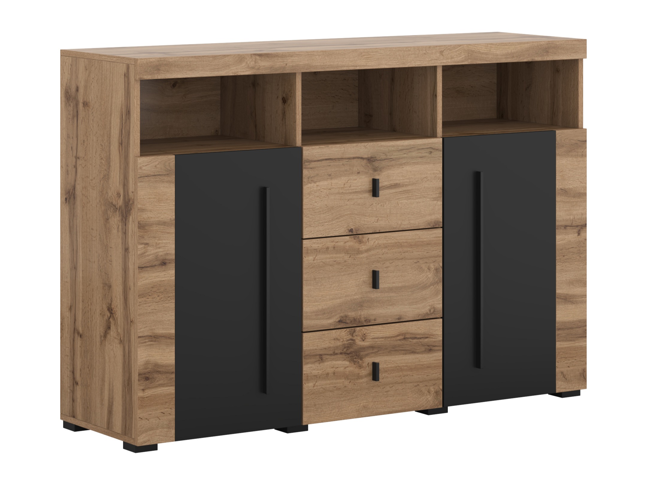 Cómoda Sorciro 101 (Preto + Carvalho wotan)