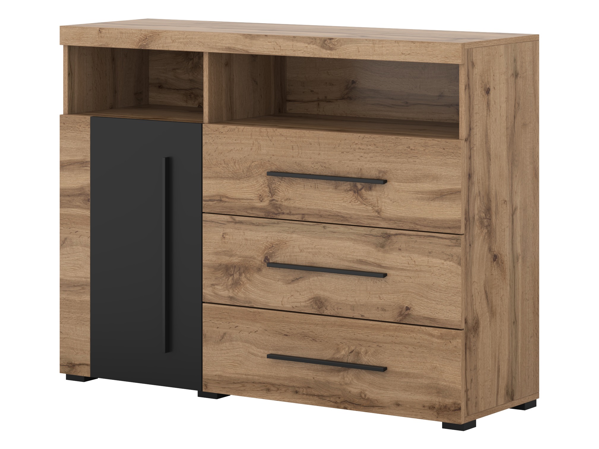 Cómoda Sorciro 102 (Preto + Carvalho wotan)