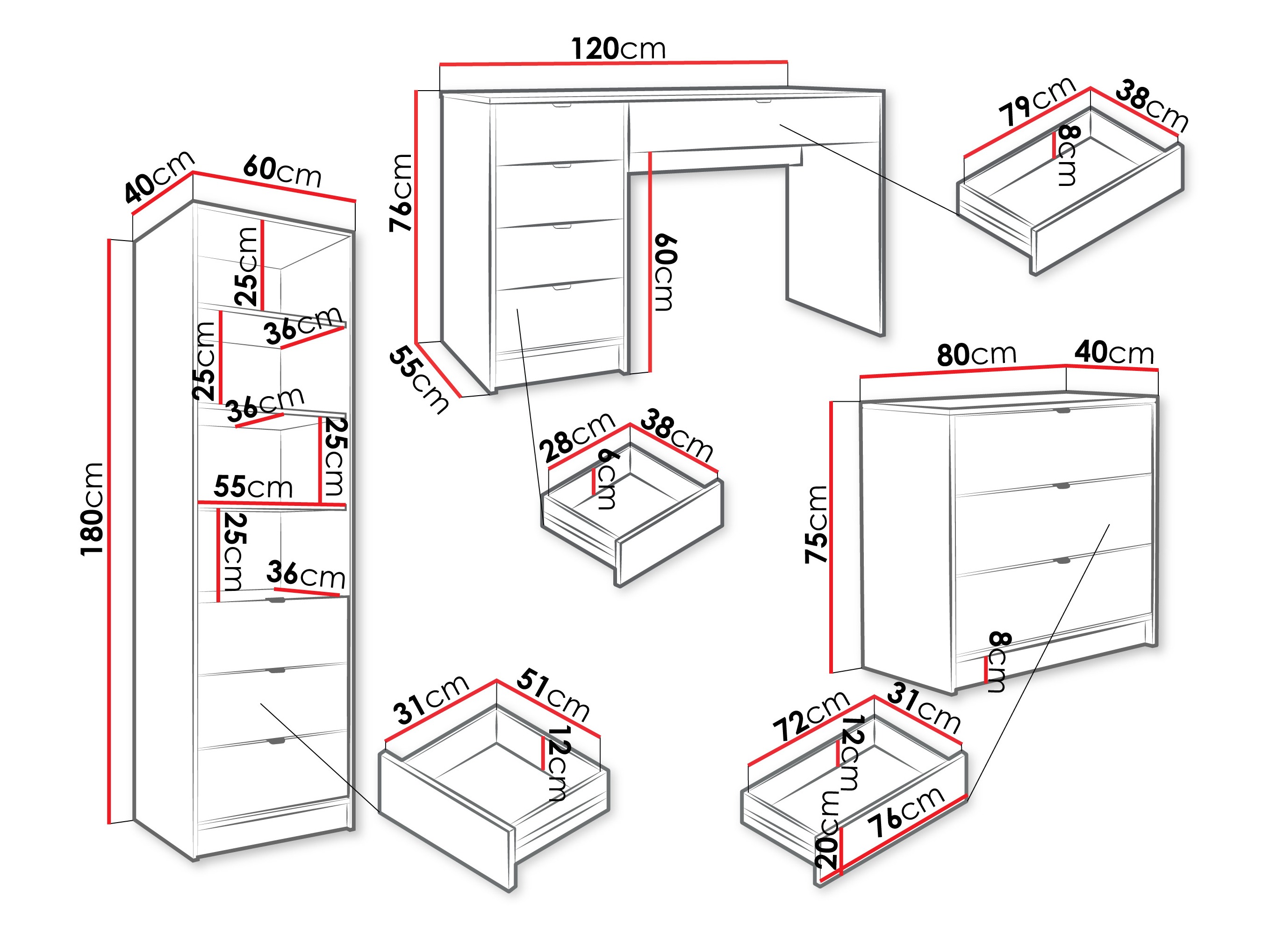 Conjunto para escritório em casa Comfivo Papilio V (Branco)