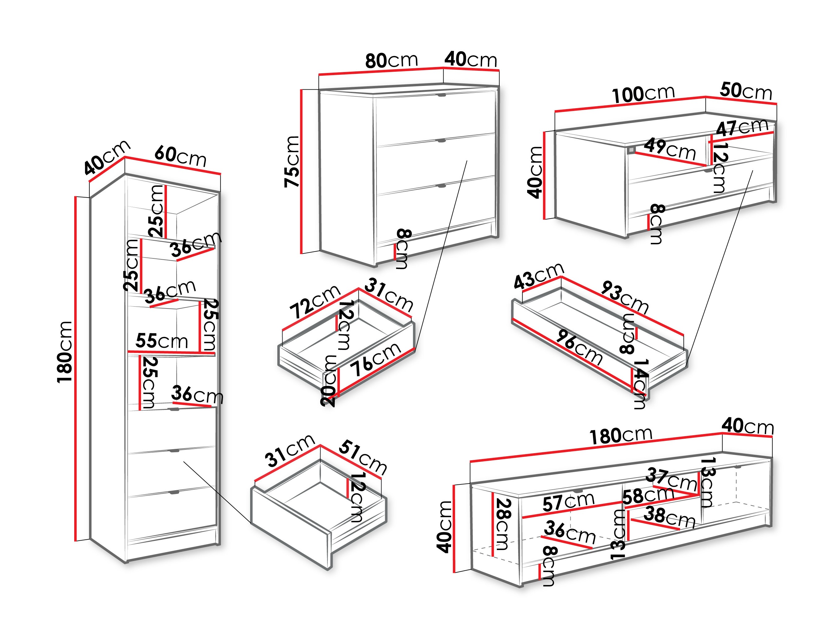 Conjunto para sala de estar Comfivo Papilio VII (Branco)