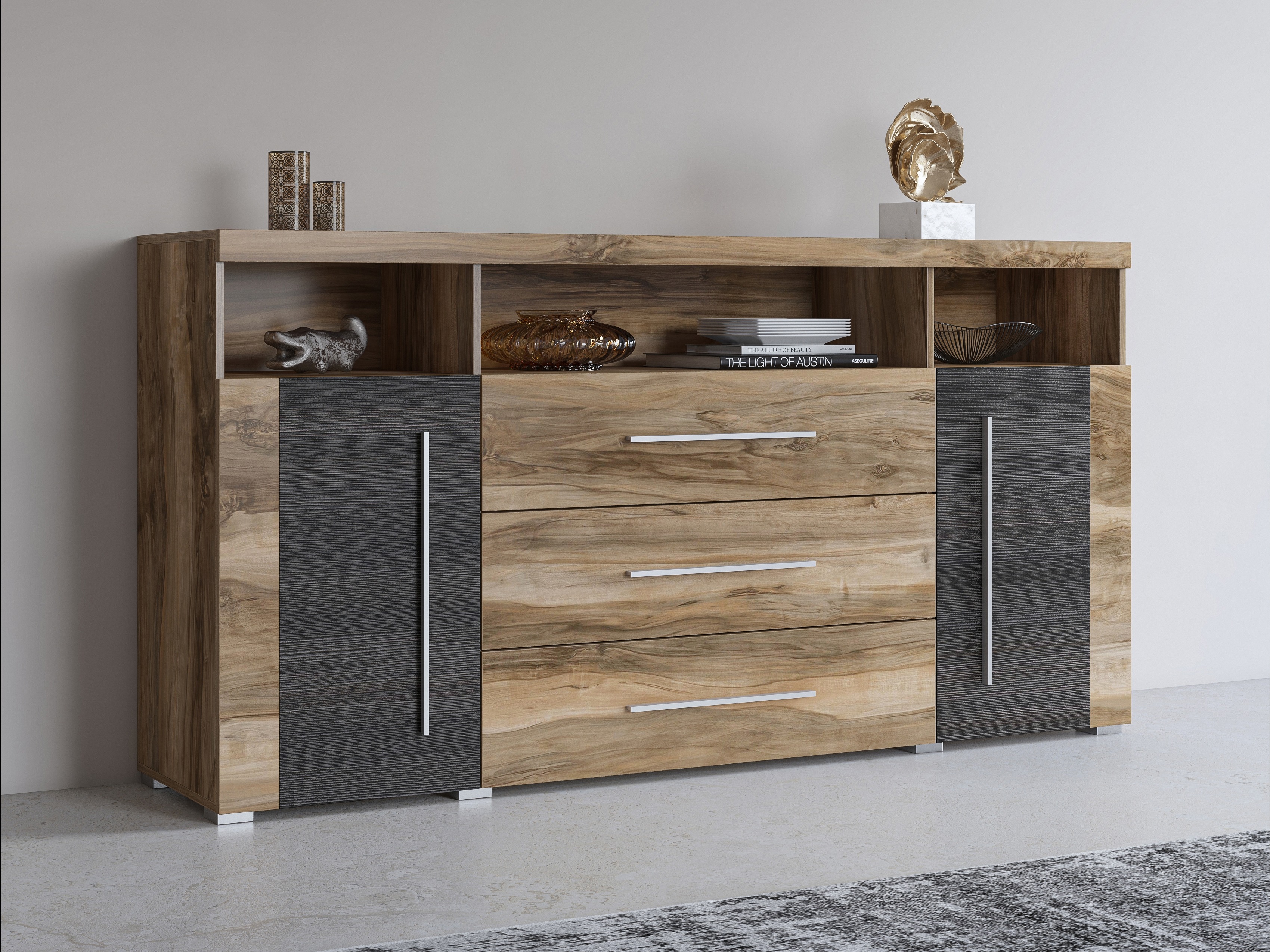 Cómoda Sorciro 100 (Noz + Carvalho escuro)