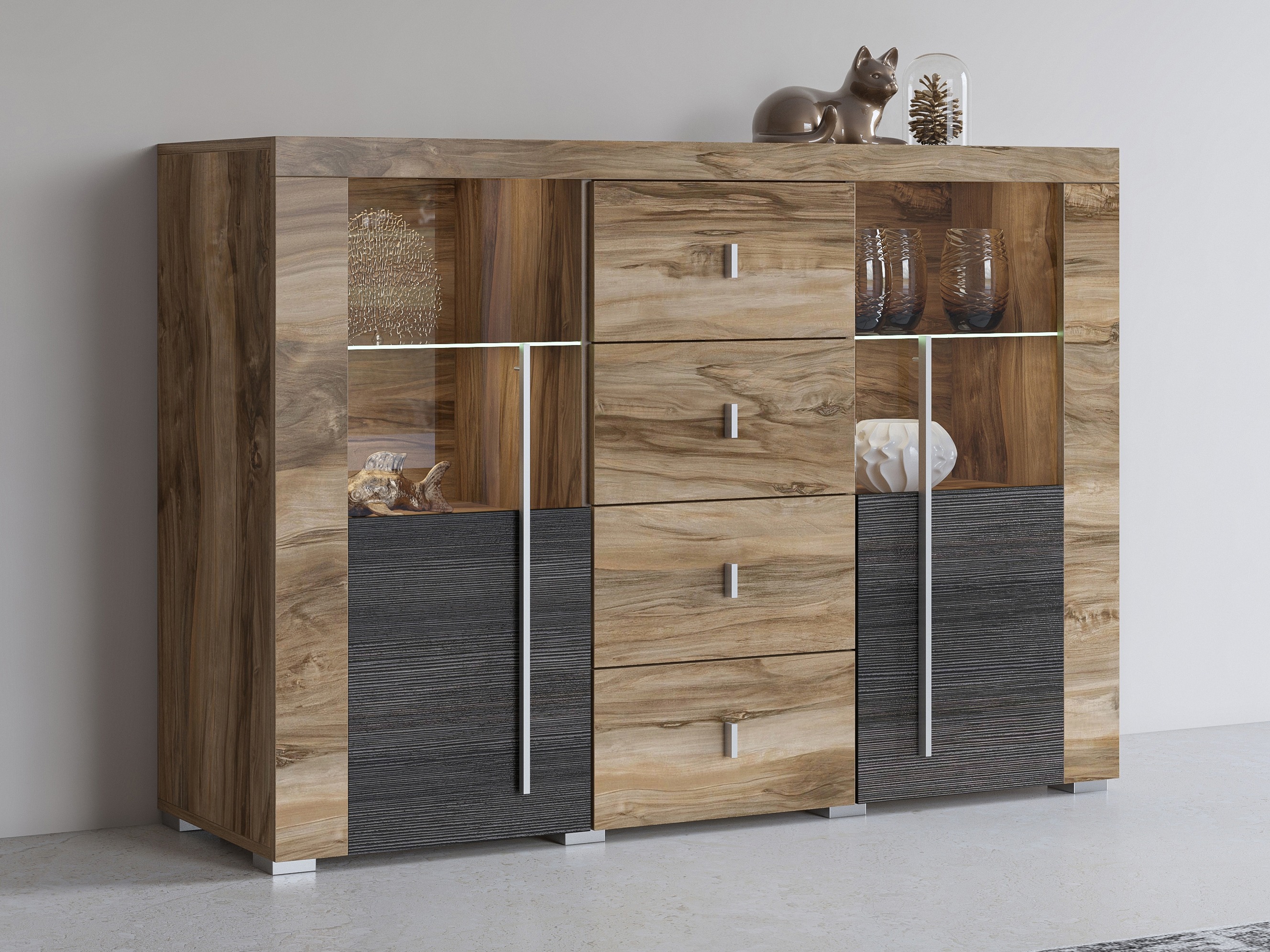 Cómoda Sorciro 109 (Noz + Carvalho escuro)