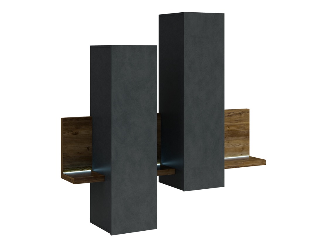 Armário suspenso Lutiva 101 (Matera cinzento + Abeto escuro)