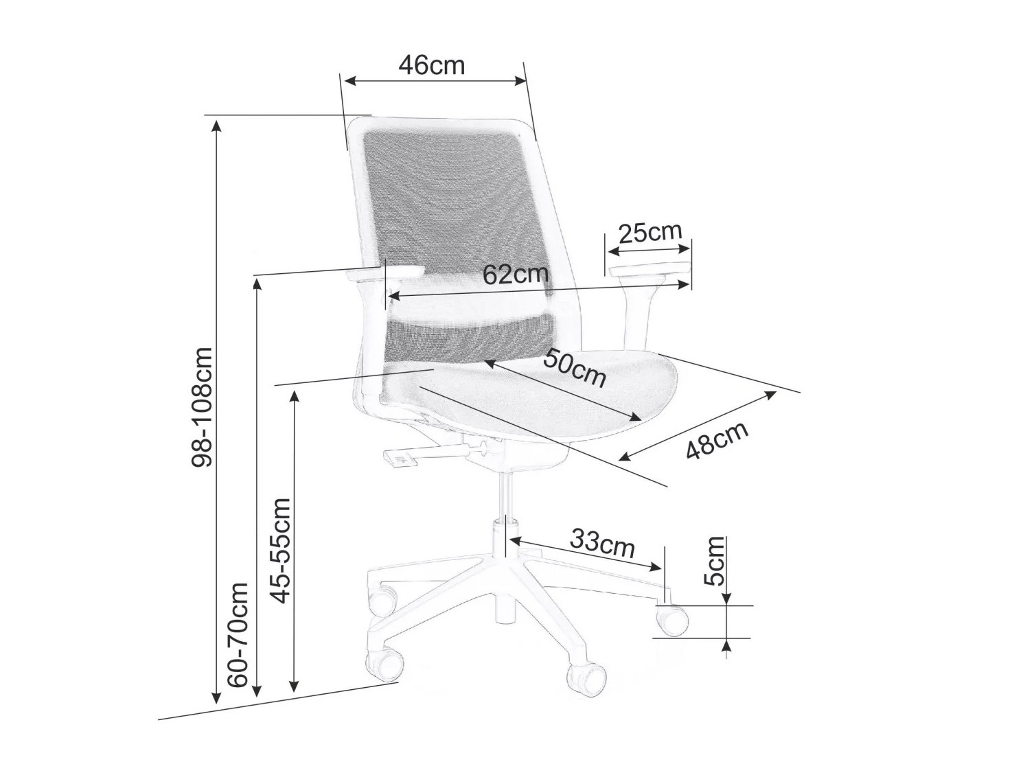 Cadeira de escritório Detroit 789 (Cinzento)