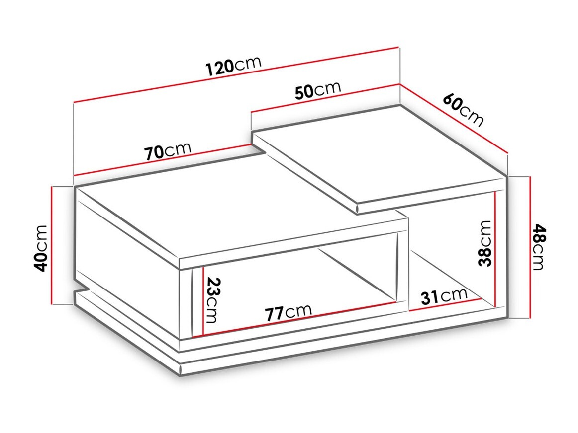 Mesa para revistas Lutiva 104 (Branco + Cimento)
