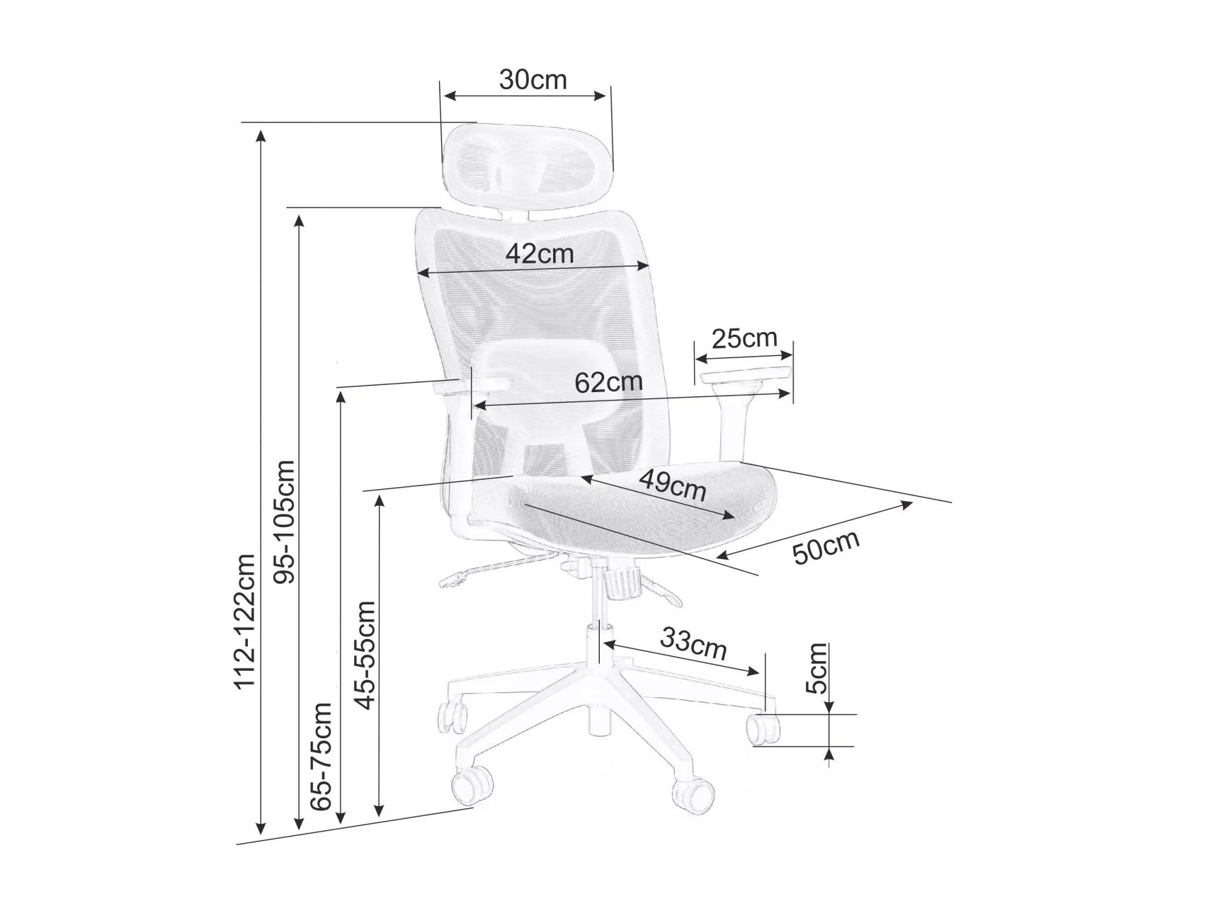 Cadeira de escritório Detroit 796 (Cinzento)