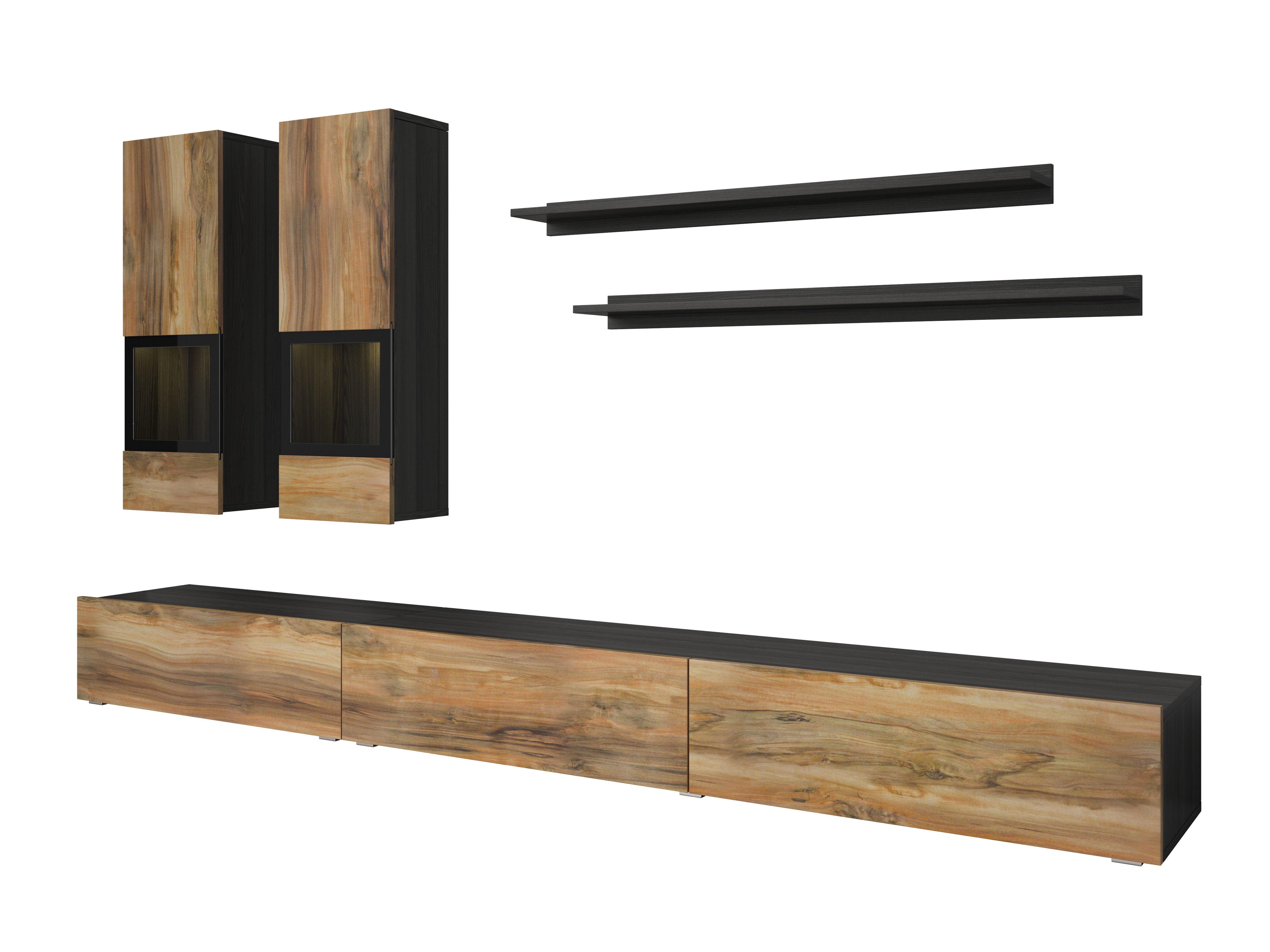 Conjunto para sala de estar Serodeu 100 (Nogueira + Castanho escuro)