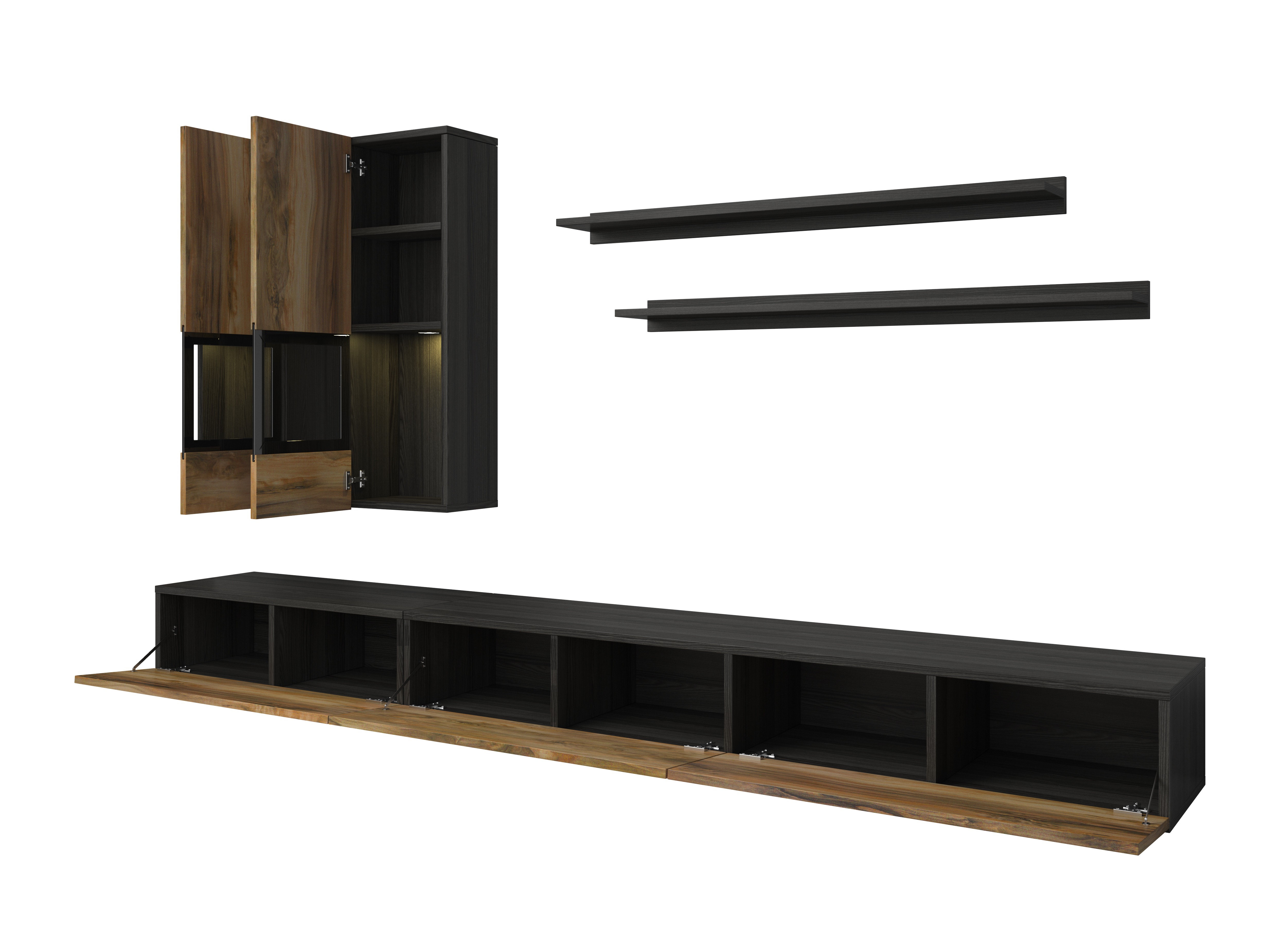 Conjunto para sala de estar Serodeu 100 (Nogueira + Castanho escuro)