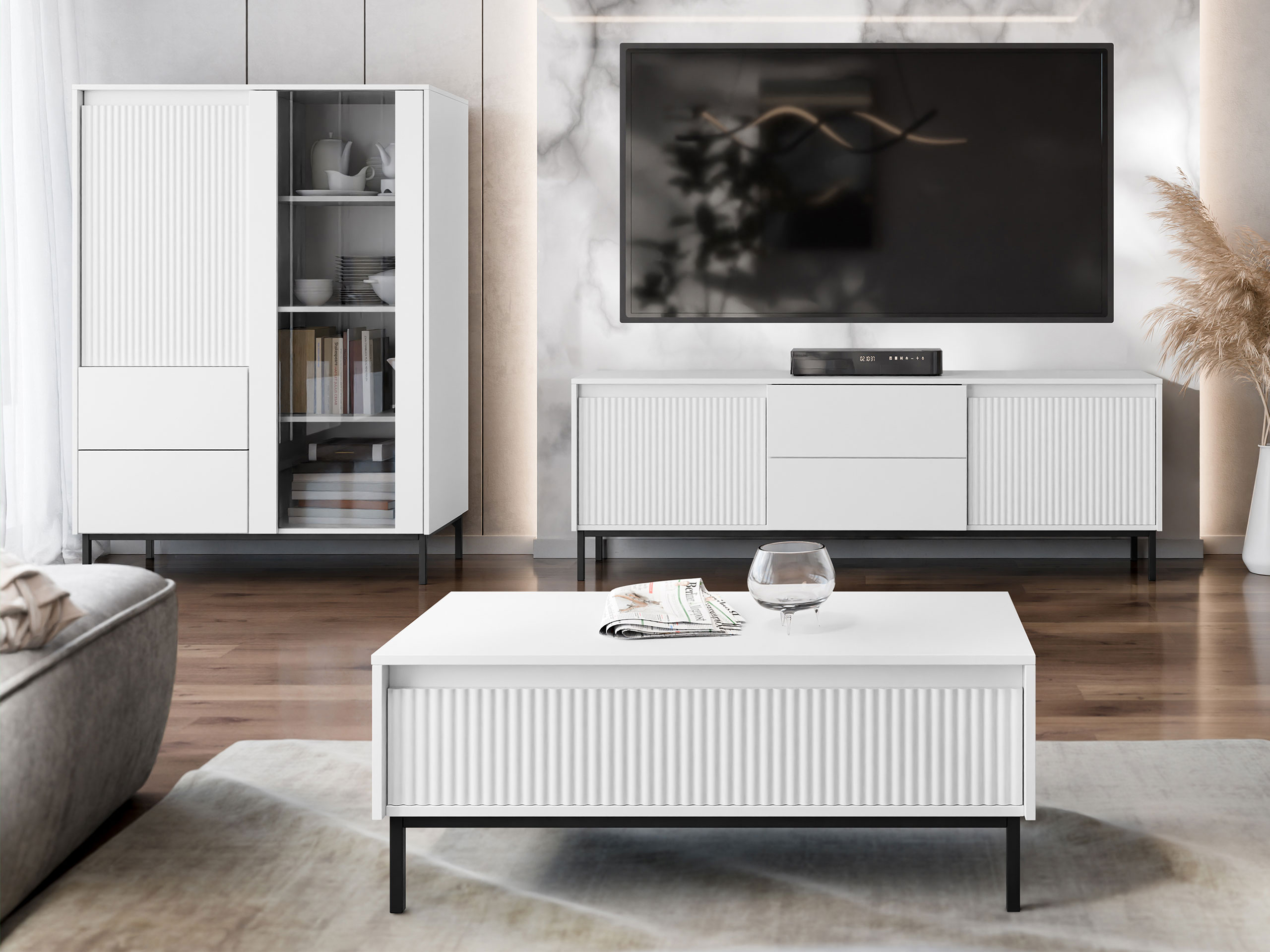 Conjunto para sala de estar Comfivo Delruva V (Branco)