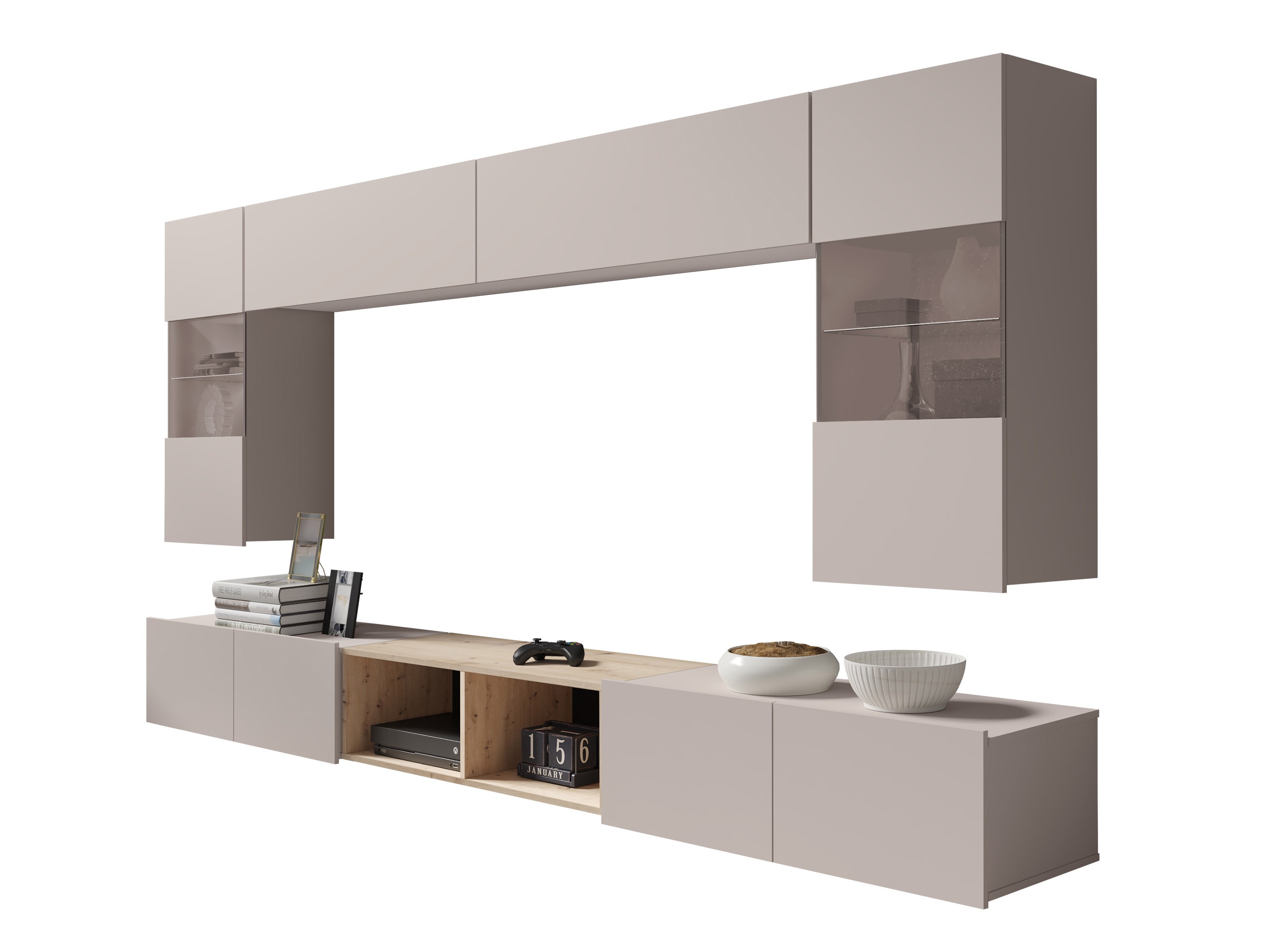 Conjunto para sala de estar Remus XXIV (Caxemira + Carvalho Artisan)