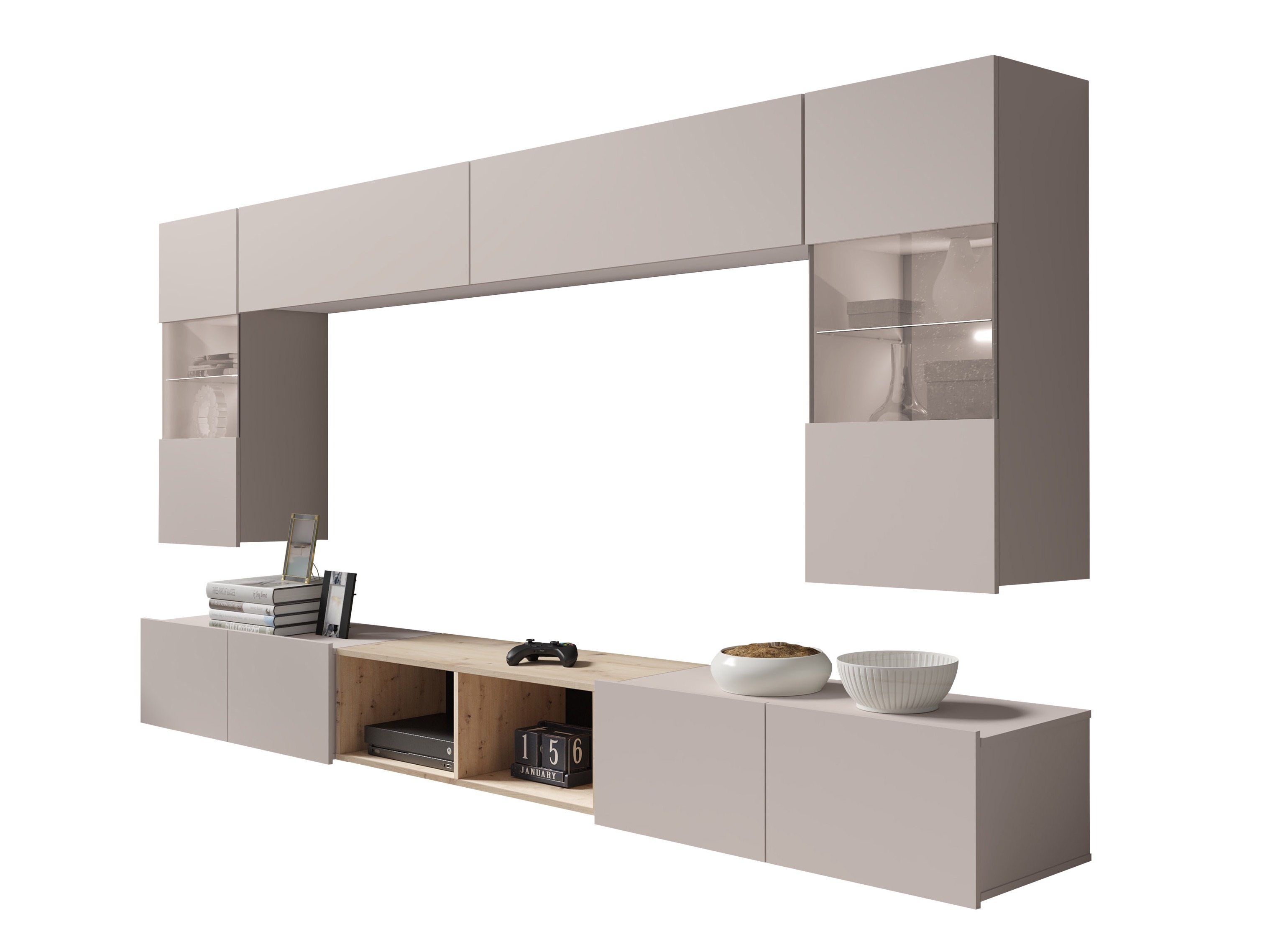 Conjunto para sala de estar Remus XXIV (Caxemira + Carvalho Artisan)