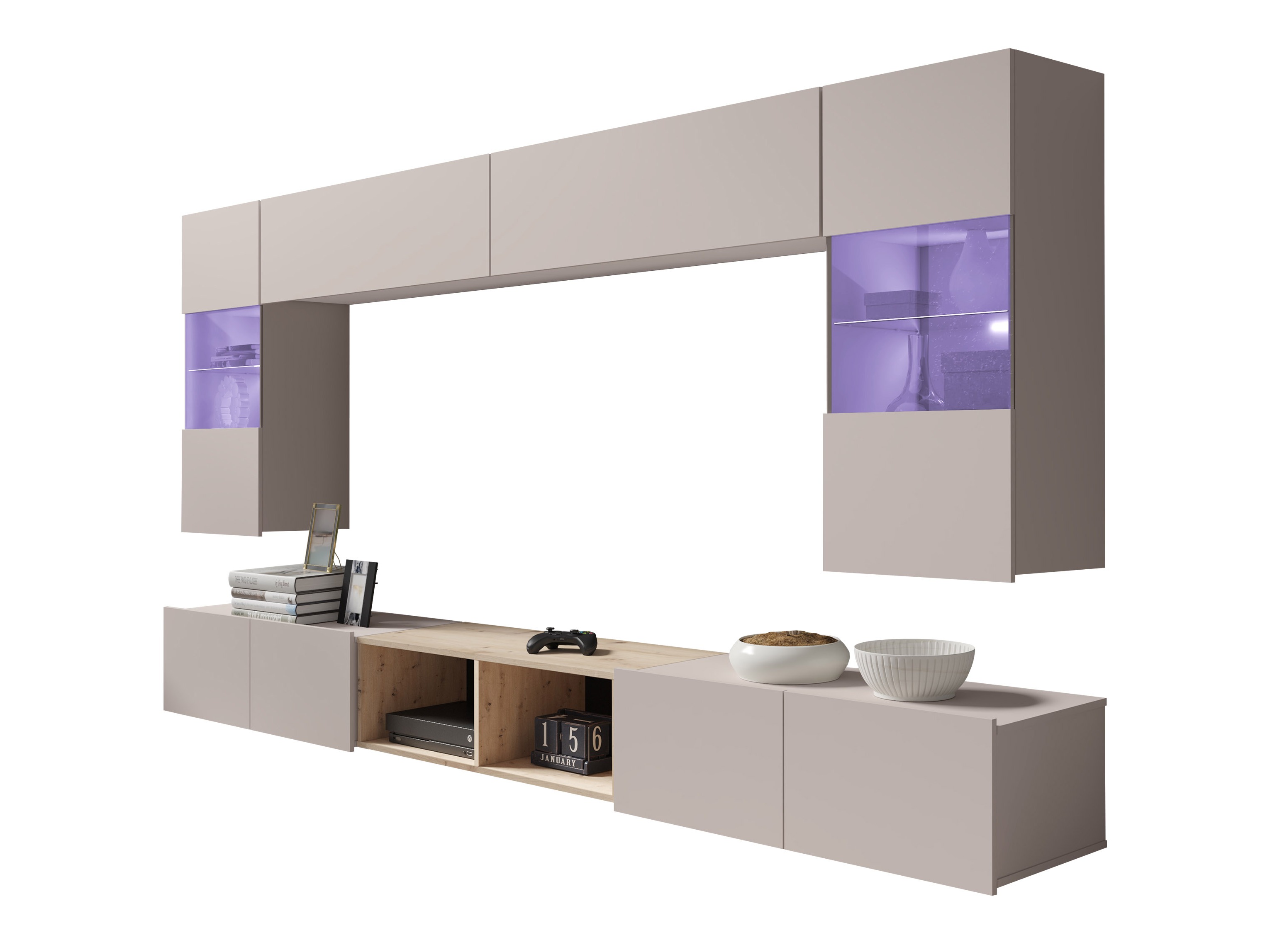 Conjunto para sala de estar Remus XXIV (Caxemira + Carvalho Artisan)