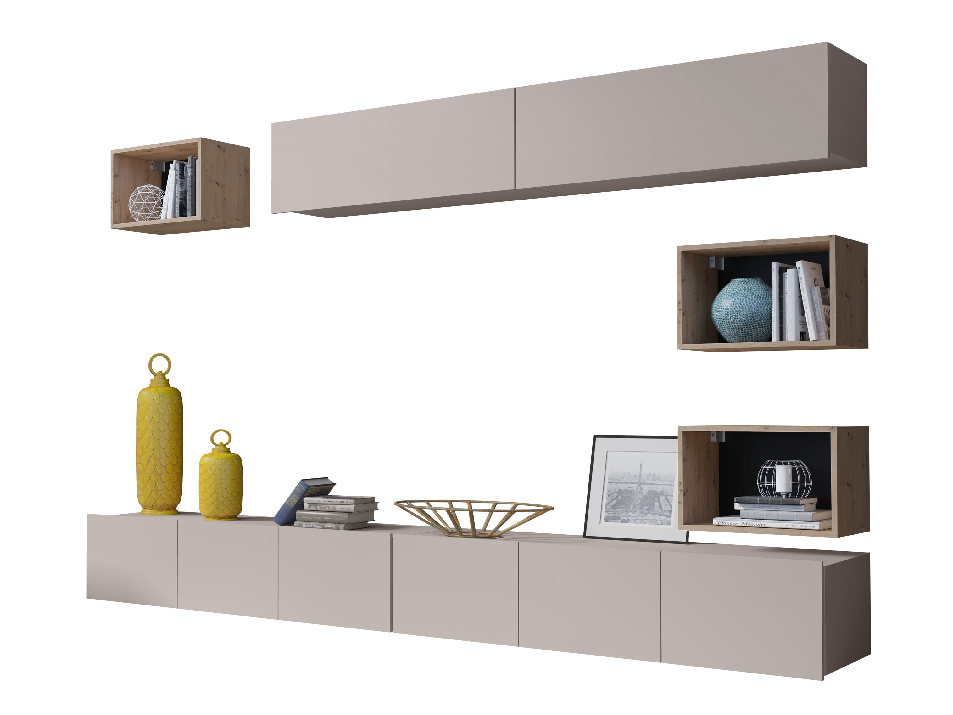 Conjunto para sala de estar Remus XXXI (Caxemira + Carvalho Artisan)