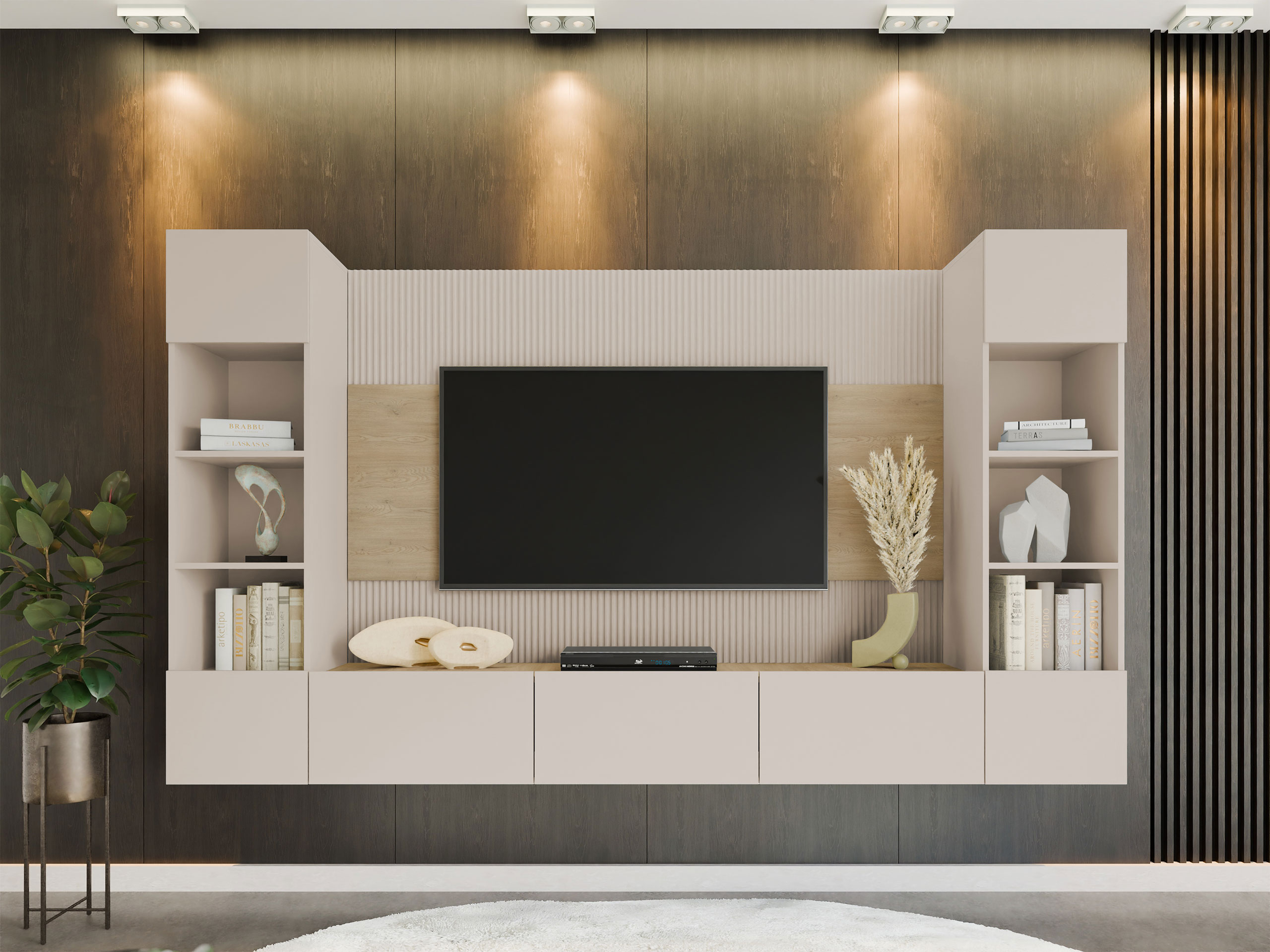 Conjunto para sala de estar Comfivo Salix I (Bege + Carvalho Cremona)