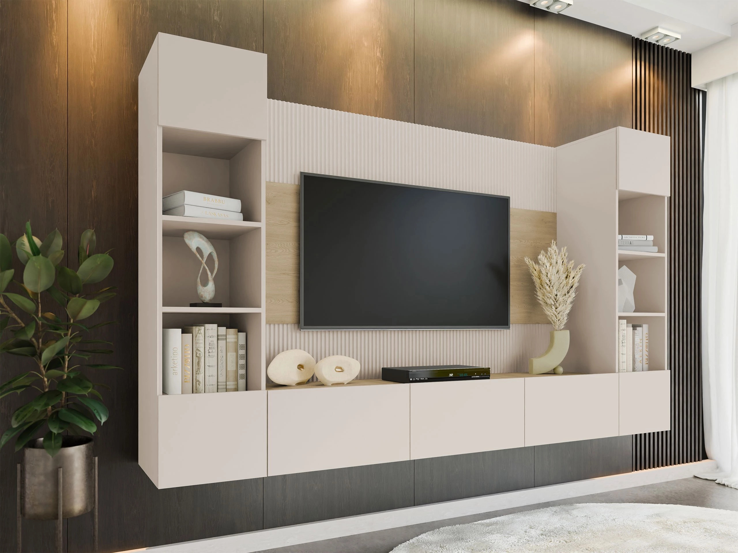 Conjunto para sala de estar Comfivo Salix I (Bege + Carvalho)