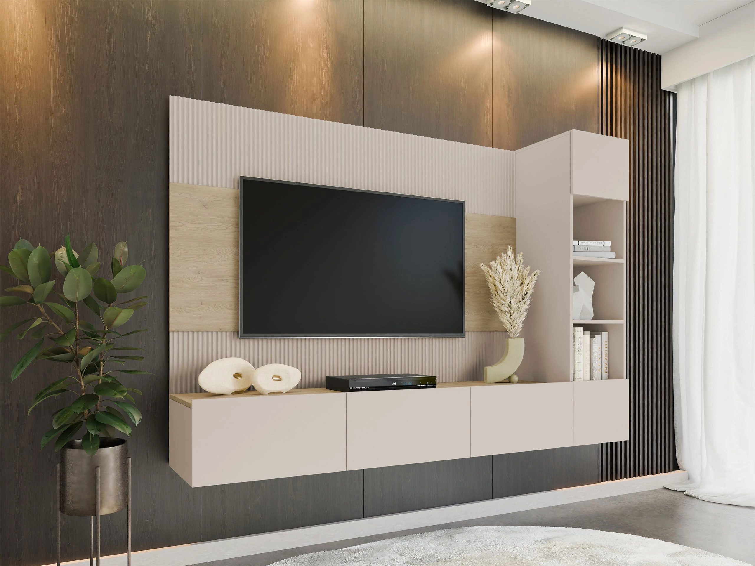 Conjunto para sala de estar Comfivo Salix II (Bege + Carvalho Cremona)