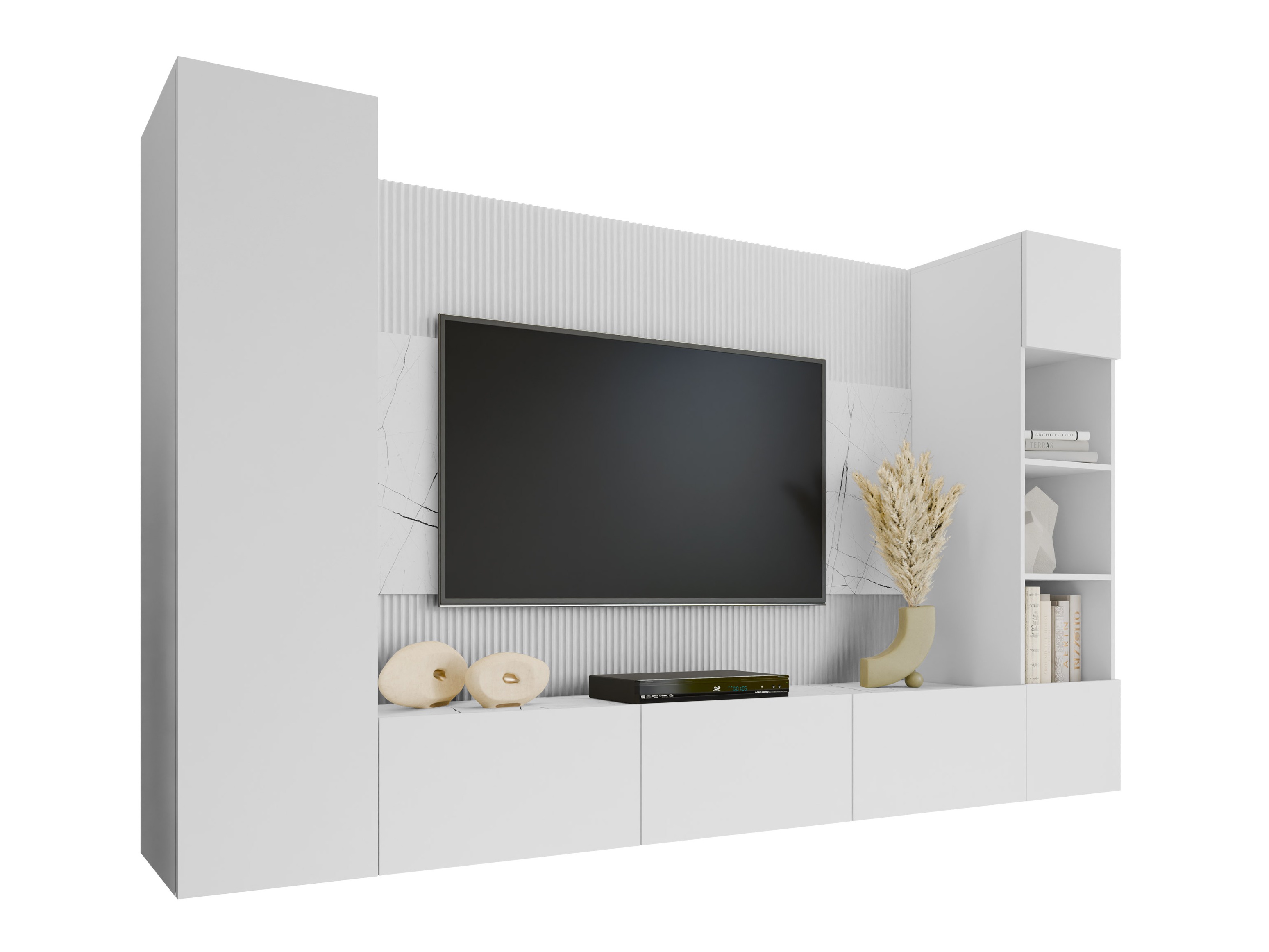 Conjunto para sala de estar Comfivo Salix IV (Branco + Marmore branco)