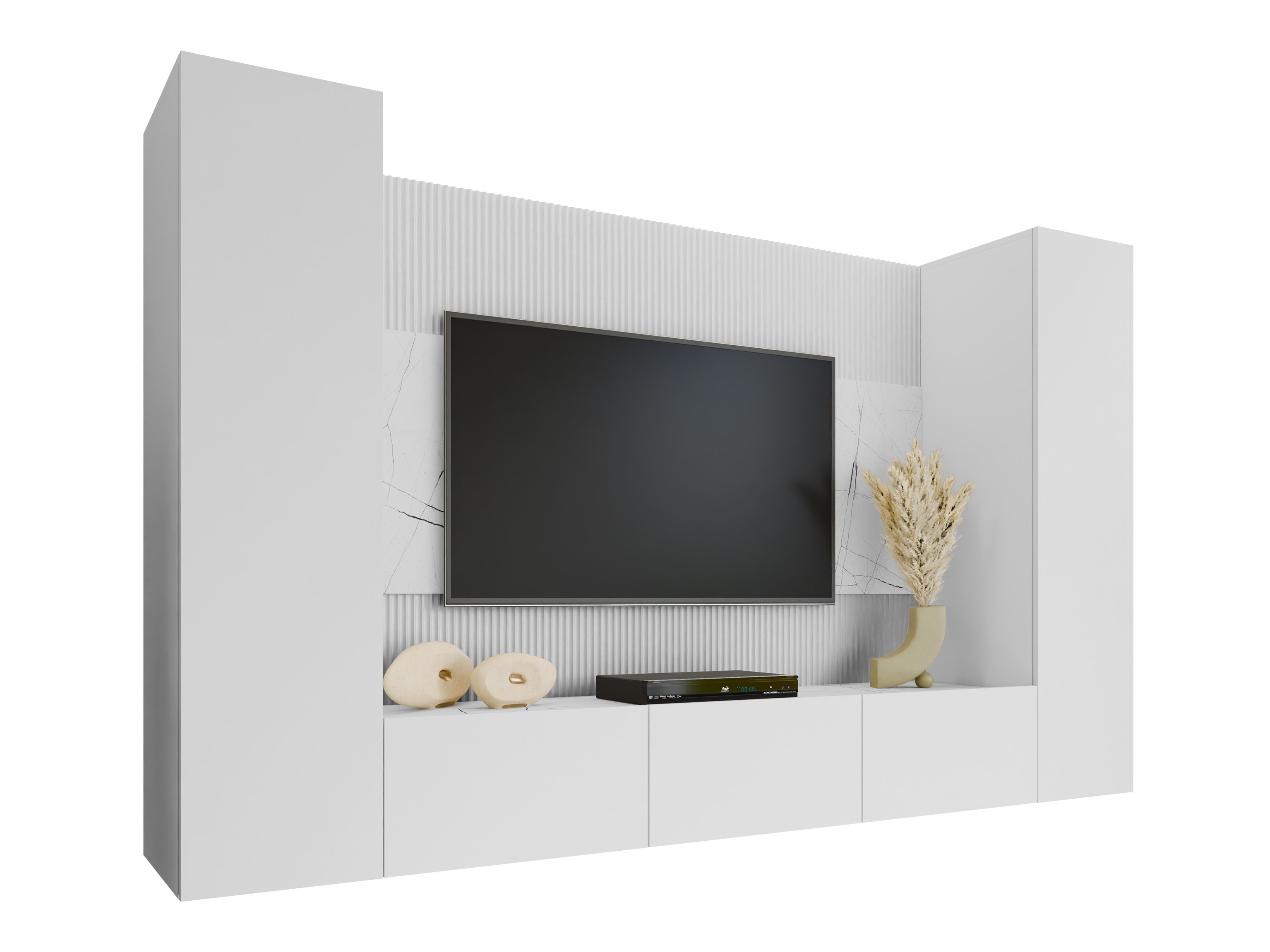 Conjunto para sala de estar Comfivo Salix V (Branco + Marmore branco)